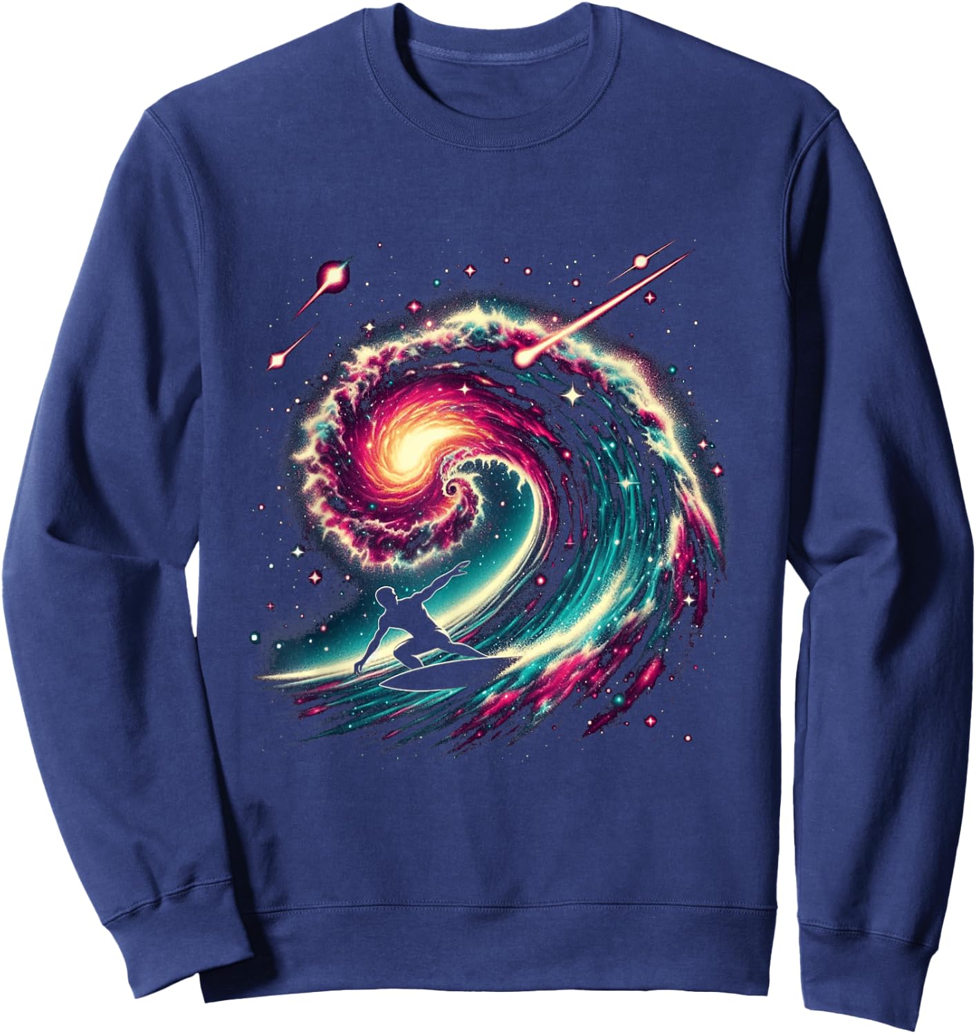 Cosmic Surfer Riding Through Space Swirl Sweatshirt - Sweatshirt | Navy