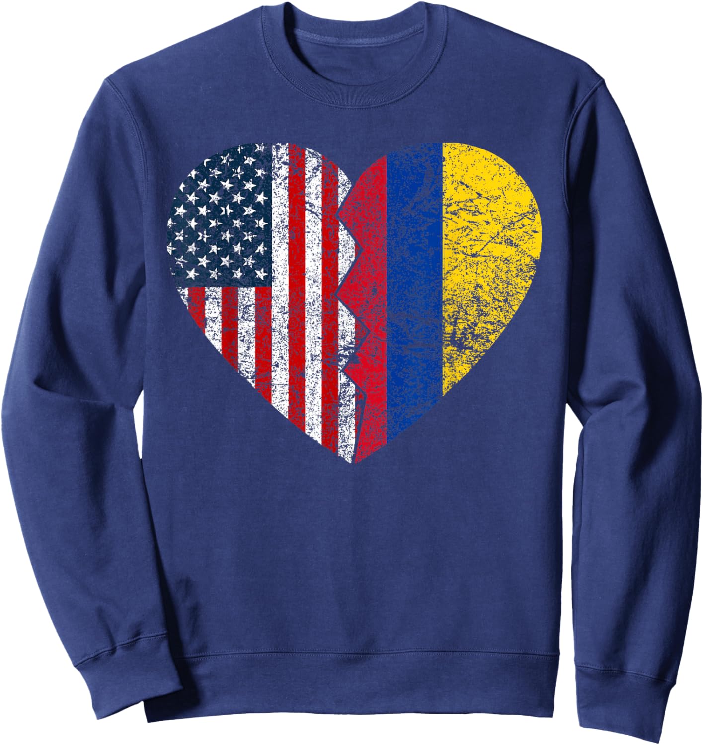 Colombian American Flag Heart | United States Colombia Roots Women Kids Men Sweatshirt - Sweatshirt | Navy