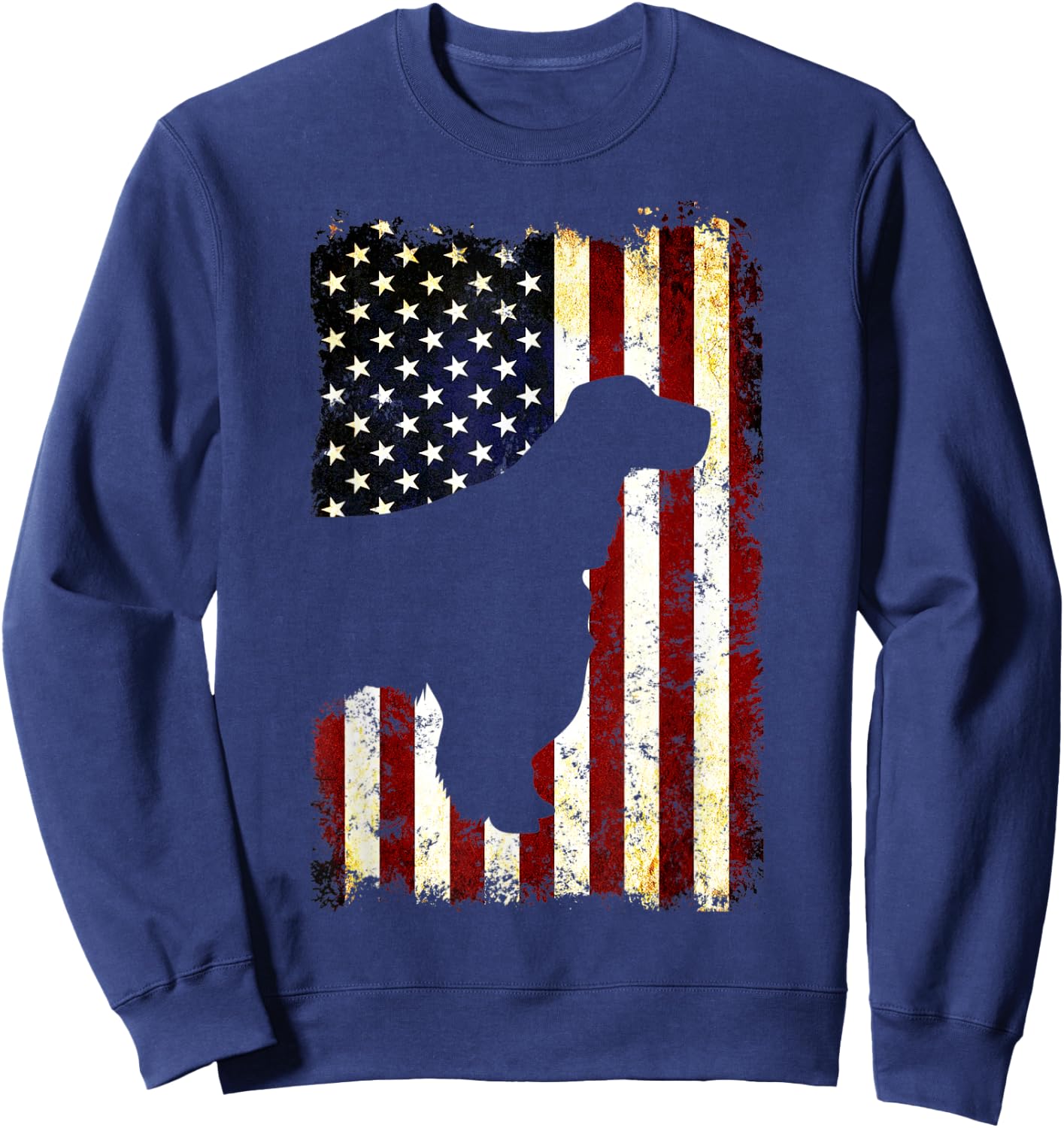 English Springer Spaniel Silhouette American Flag Women Men Sweatshirt - Sweatshirt | Navy
