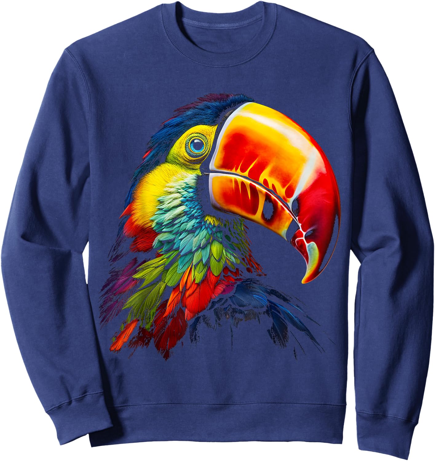 Toucan Bird Art Face Animal Coloful Motif Toucan Sweatshirt - Sweatshirt | Navy