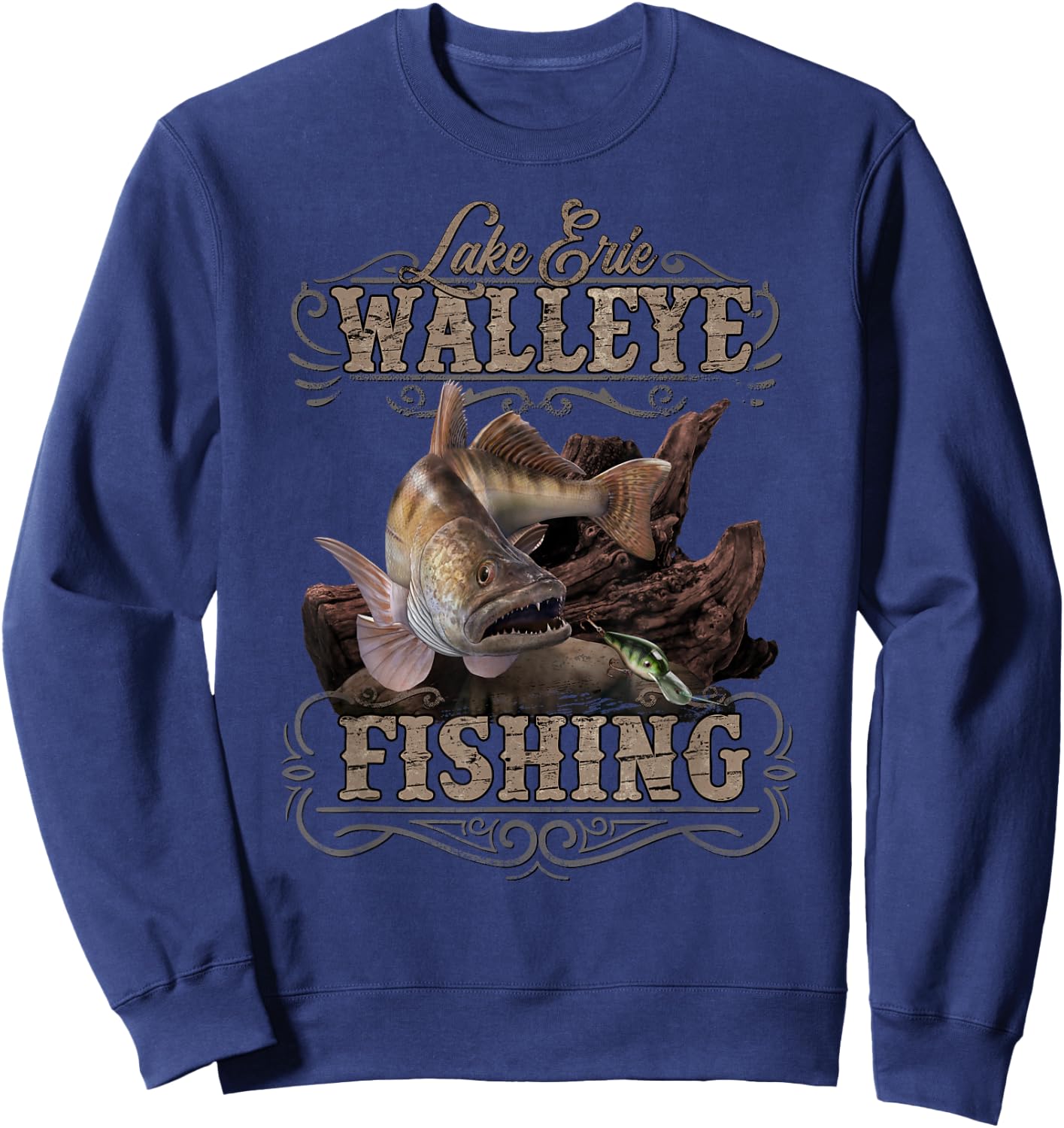 Lake Erie Walleye Fisherman Gift Sweatshirt - Sweatshirt | Navy