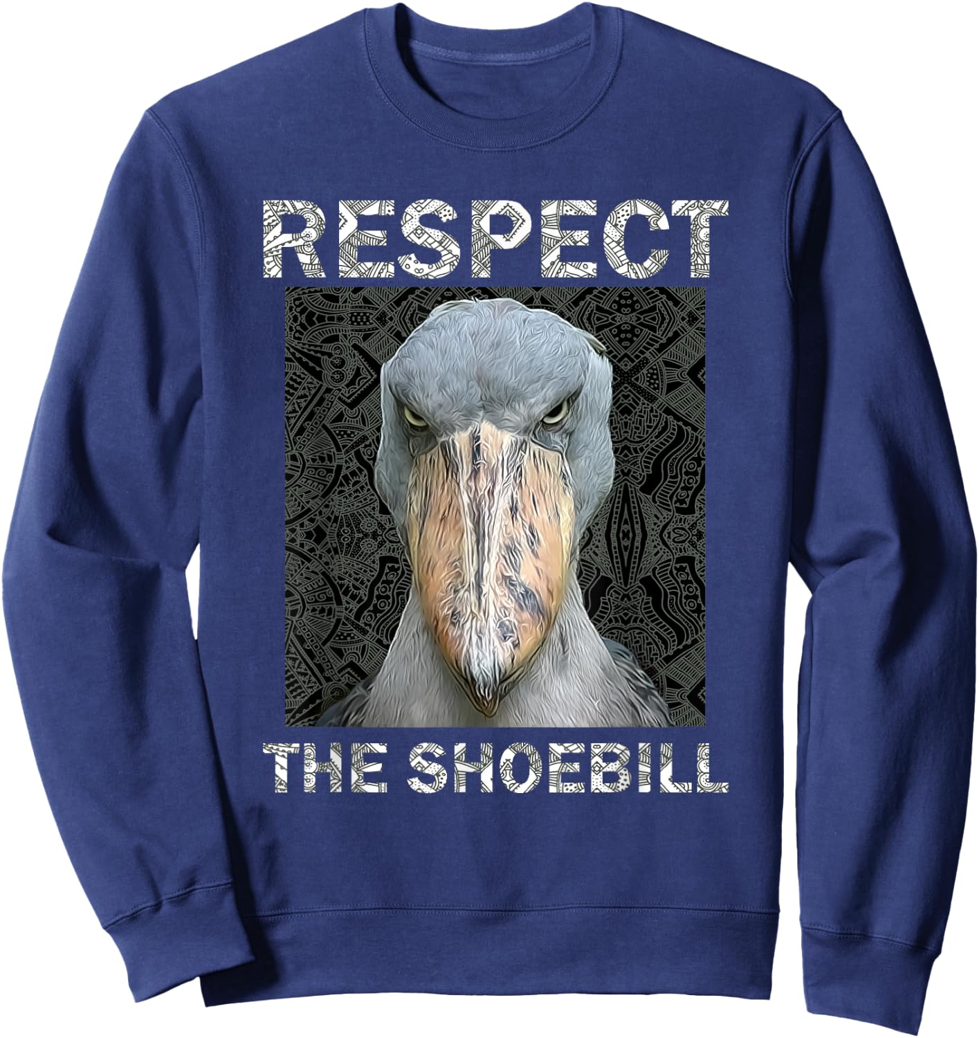 Respect The Shoebill African Bird Aztec Mayan Bird Lover Sweatshirt - Sweatshirt | Navy