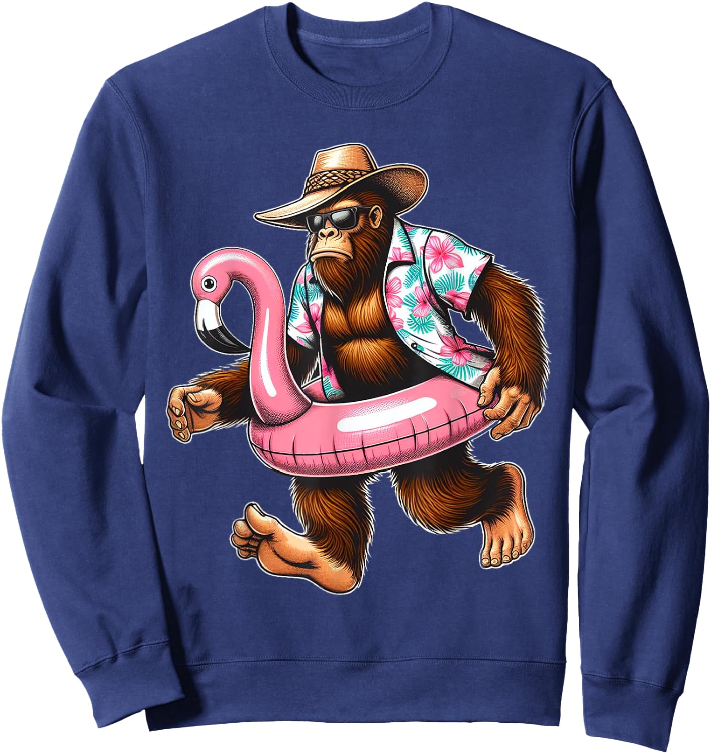 Bigfoot Hawaiian Shirts Sasquatch Kids Hawaiian Bigfoot Sweatshirt - Sweatshirt | Navy