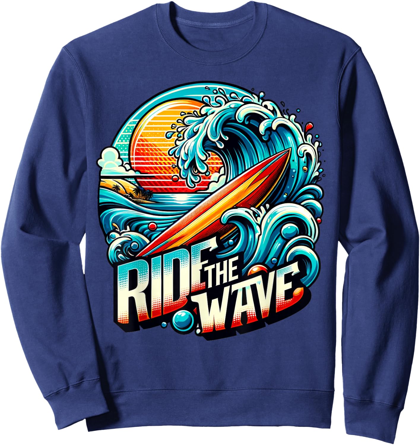 Ride The Wave - Surfing Sweatshirt - Sweatshirt | Navy