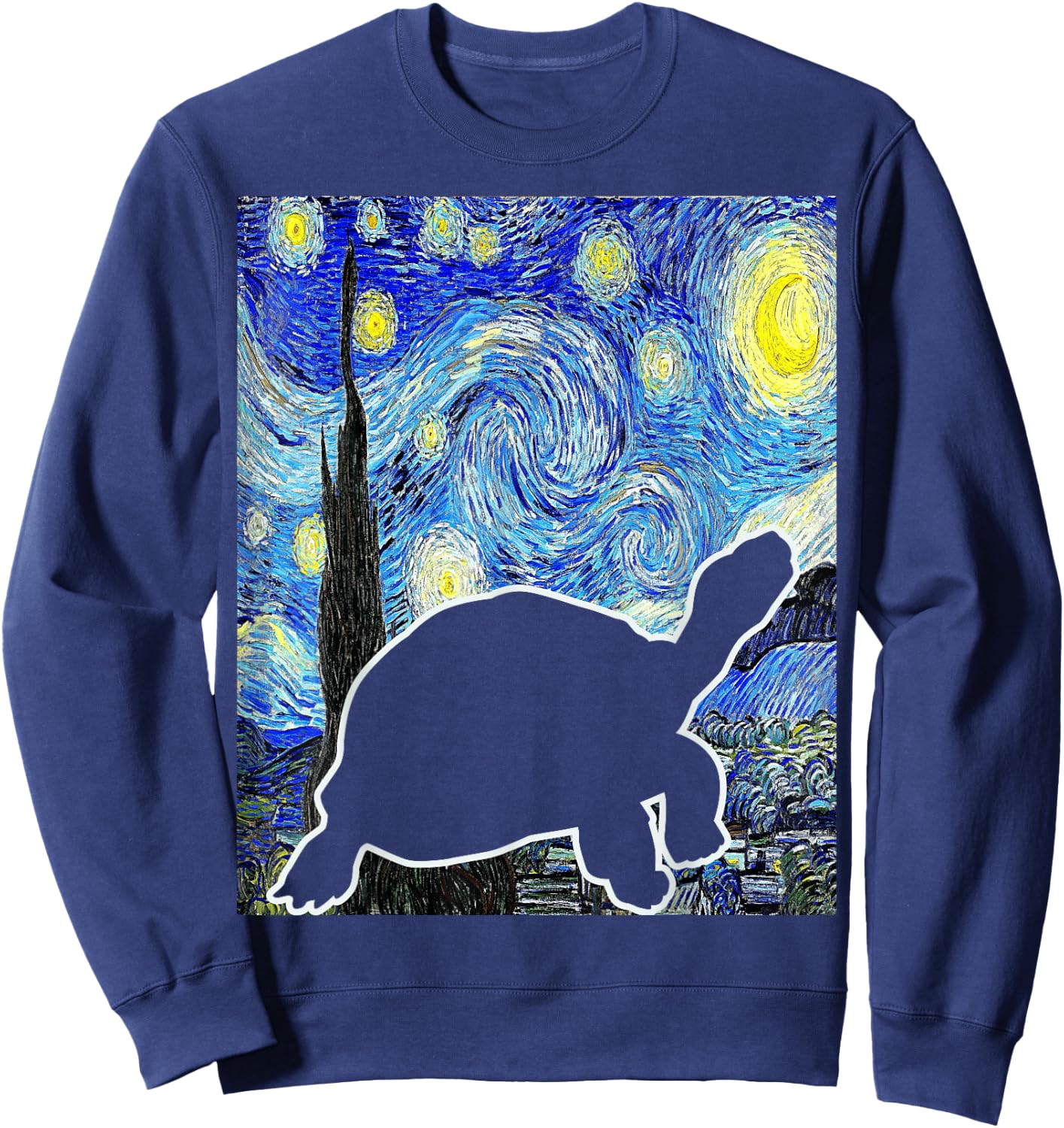 Turtle Starry Night Van Gogh Herpetology Turtle Lover Sweatshirt - Sweatshirt | Navy