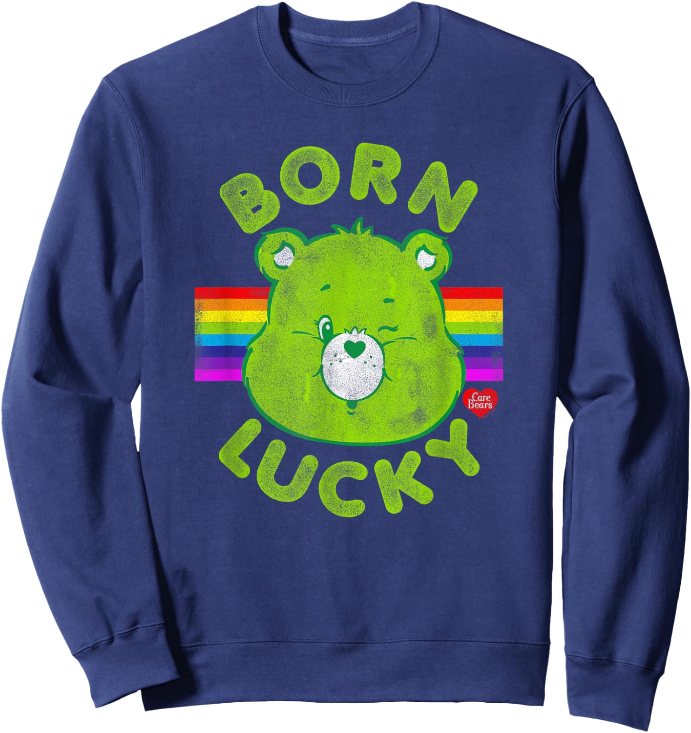 Care Bears Born Lucky Good Luck Bear St. Patrick's Day Sweatshirt - Sweatshirt | Navy