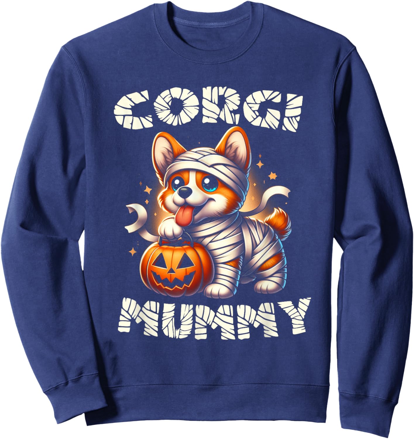 Cute Halloween Costume Welsh Corgi Mummy Dog Lover Sweatshirt - Sweatshirt | Navy