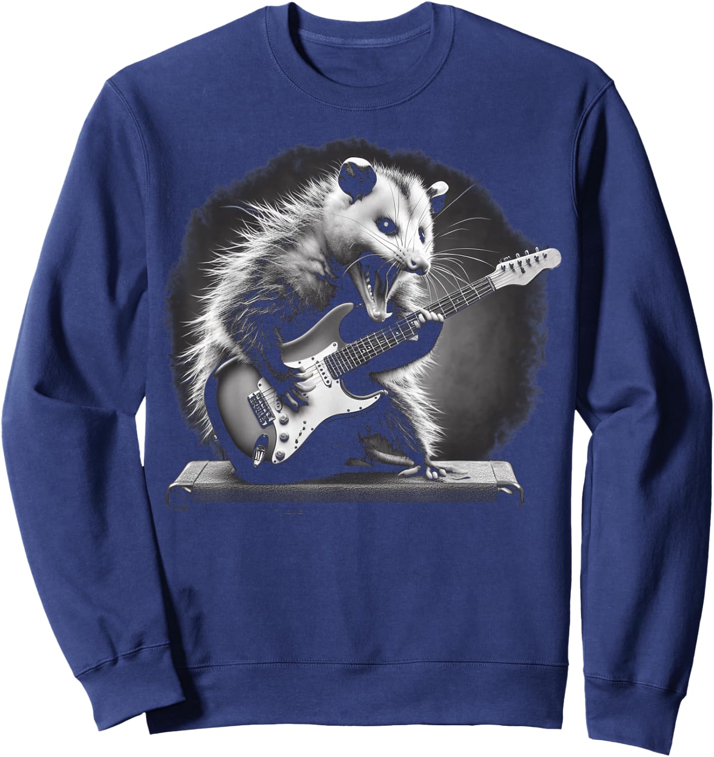 Opossum Playing Guitar Rock and Roll Rock Star Men Women Kid Sweatshirt - Sweatshirt | Navy