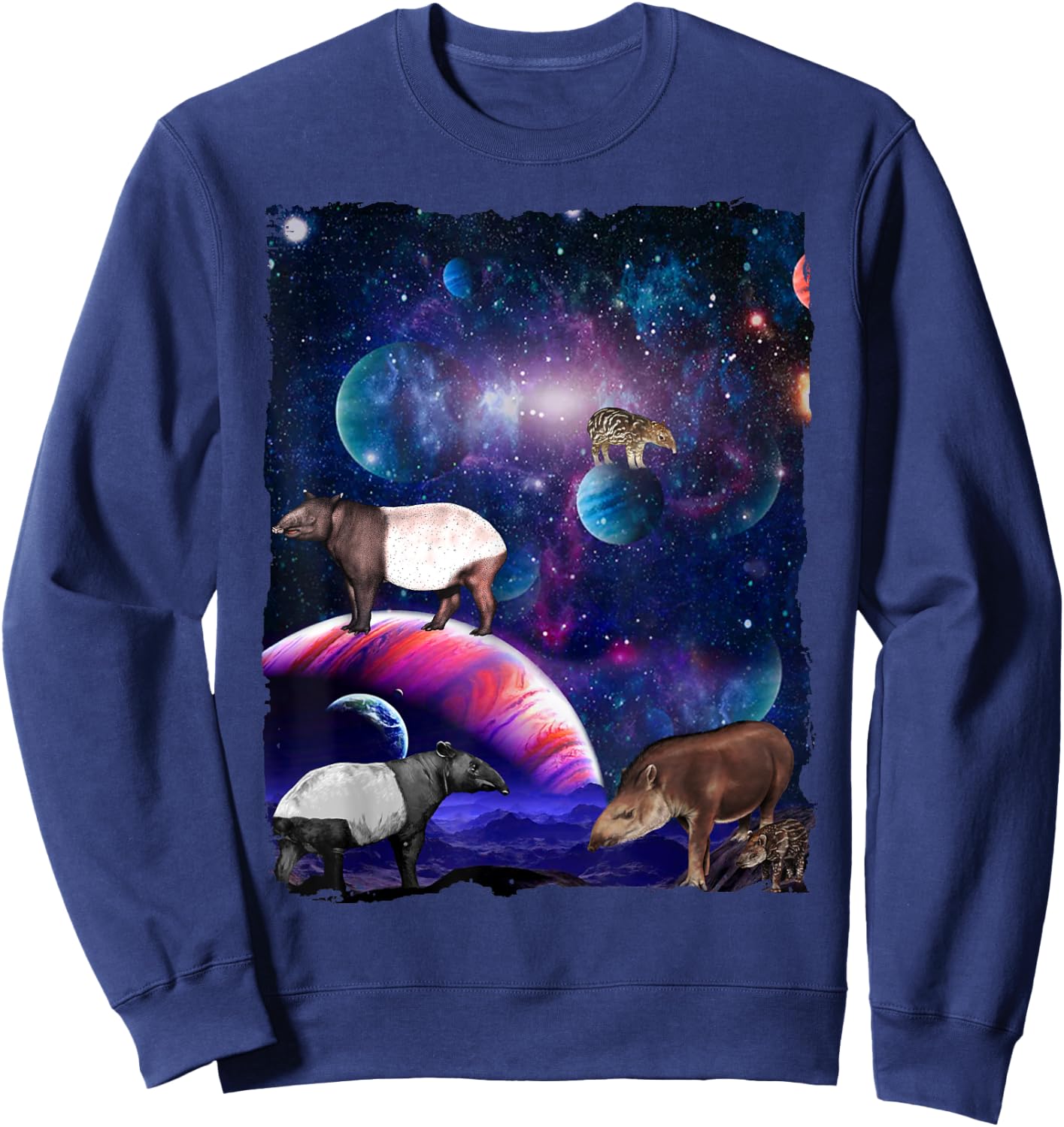 Tapir Universe Galaxy Stars Moon Space Wild Tapirs Lover Sweatshirt - Sweatshirt | Navy