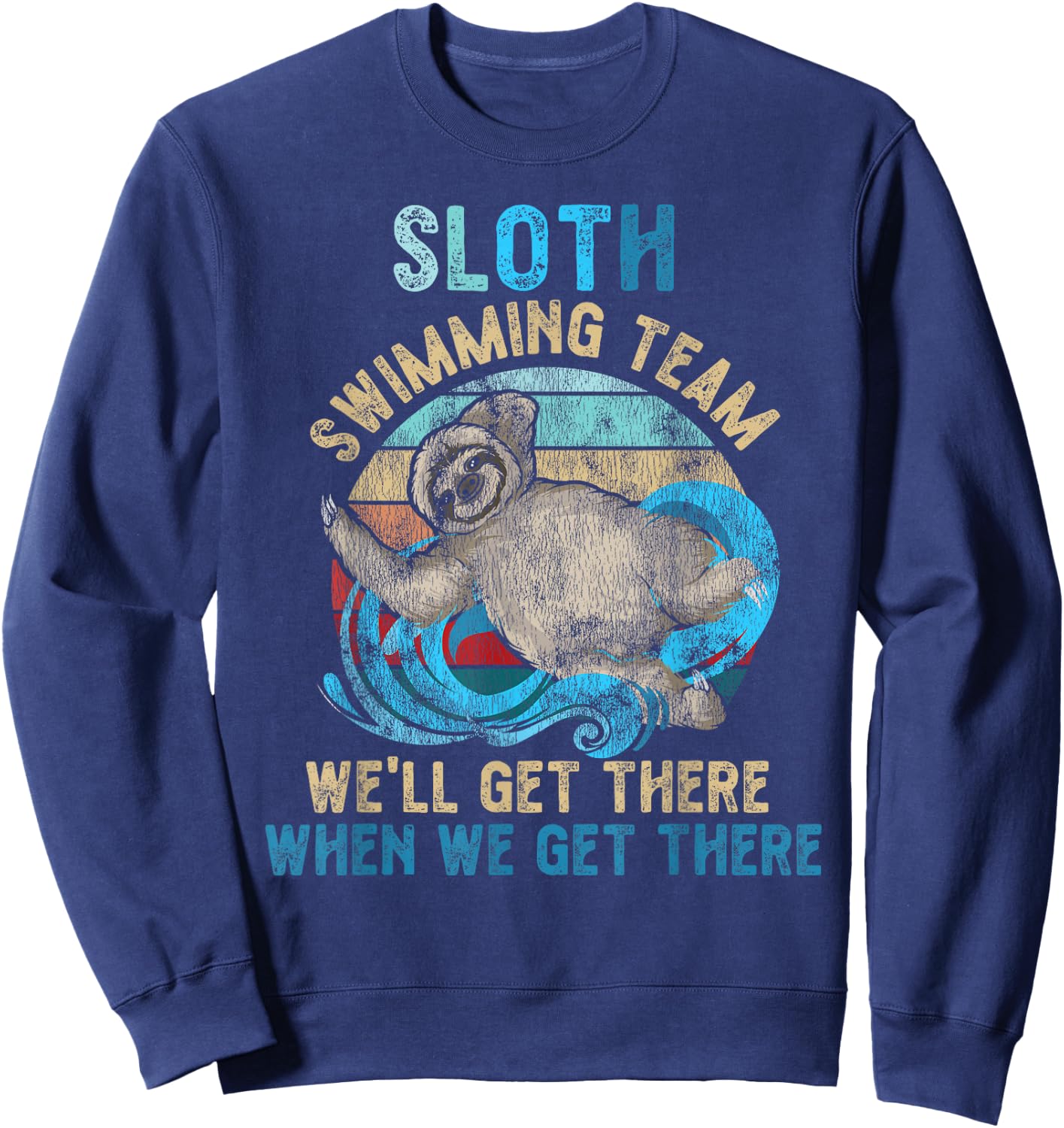 Swimmer Swim Sloth Swimming Team Retro Sweatshirt - Sweatshirt | Navy