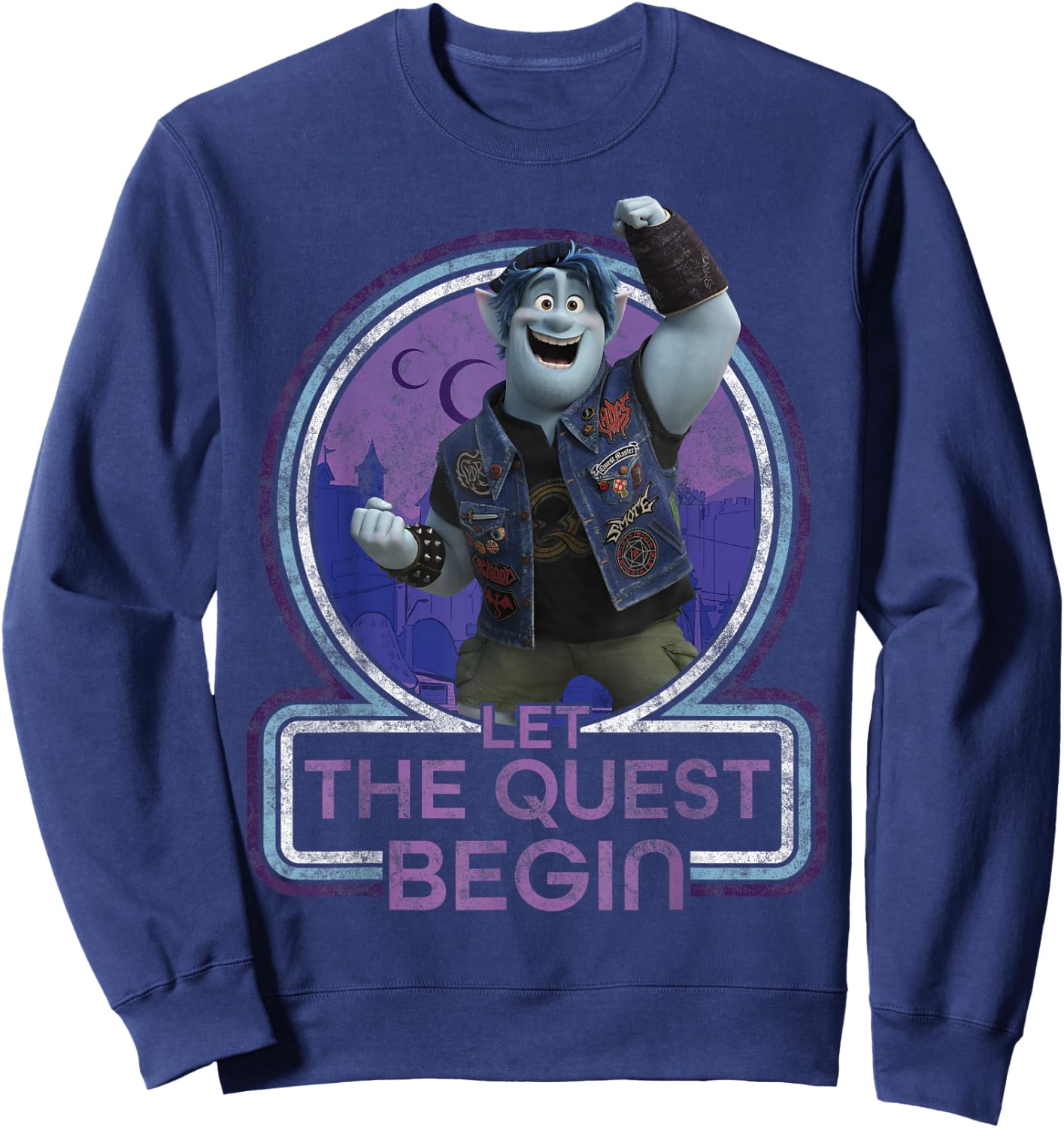 Disney Pixar Onward Barley Let The Quest Begin Portrait Sweatshirt - Sweatshirt | Navy