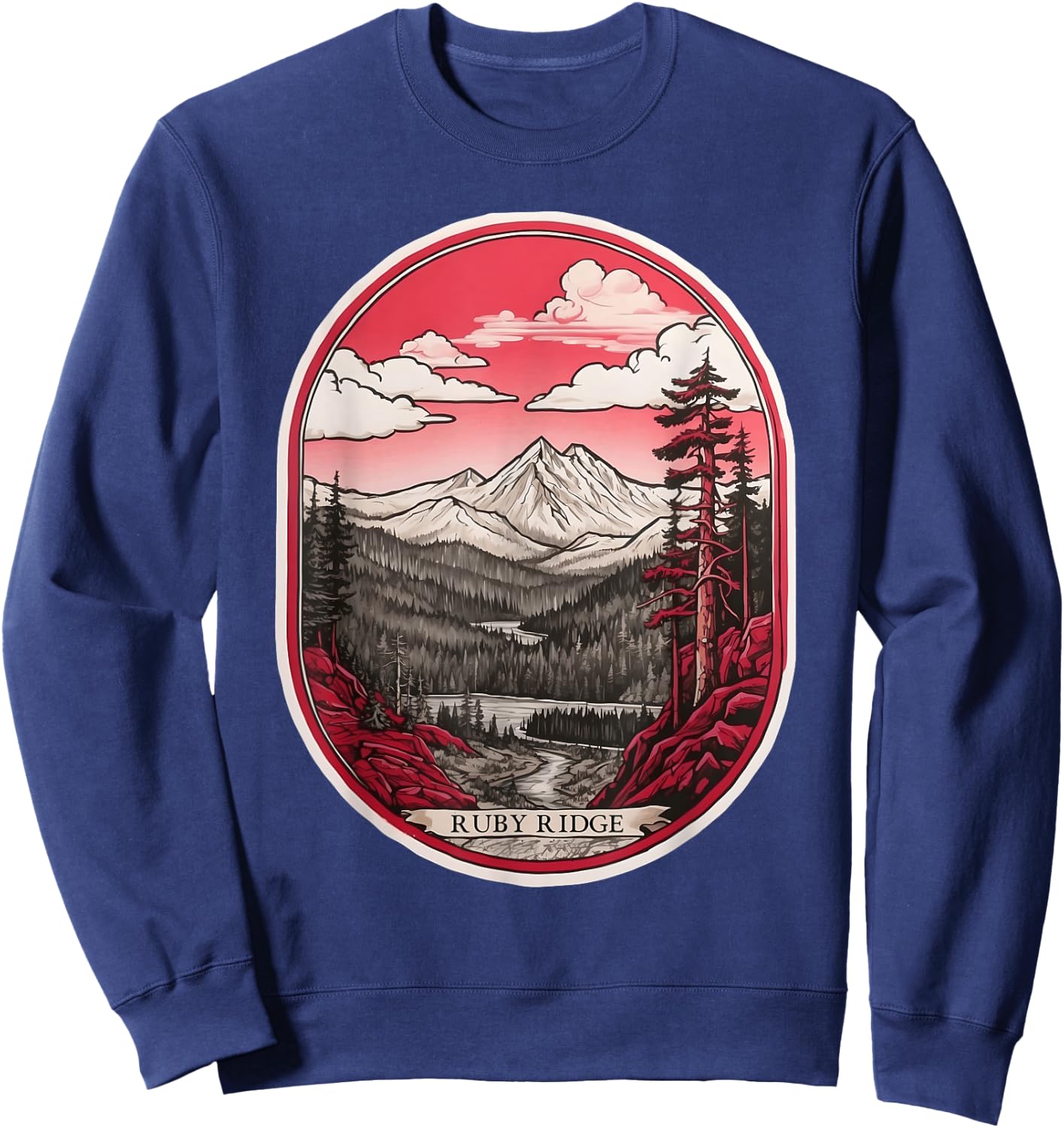 Ruby Ridge - Mountain Majesty - Black, White, and Red Sweatshirt - Sweatshirt | Navy