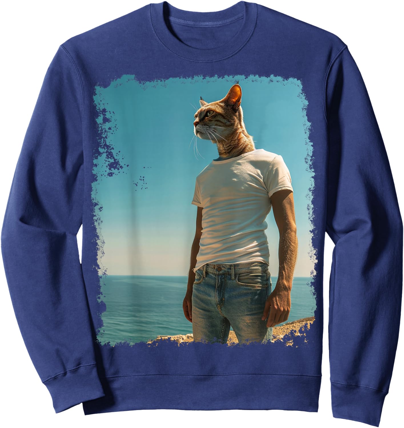 Funny Cat Meme Sweatshirt - Sweatshirt | Navy