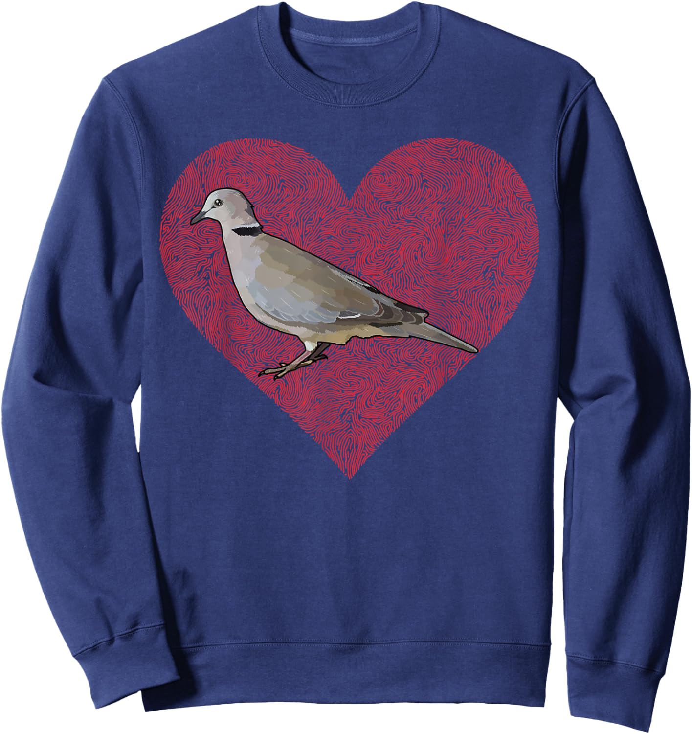 Ring-Necked Doves Valentines Day Bird Love Fingerprint Sweatshirt - Sweatshirt | Navy