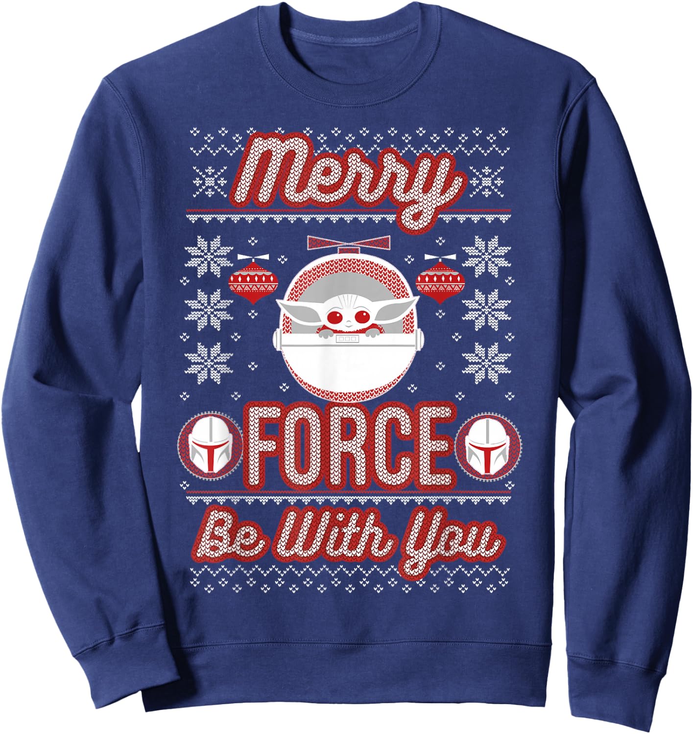 Star Wars The Mandalorian Christmas Merry Force Be With You Sweatshirt - Sweatshirt | Navy