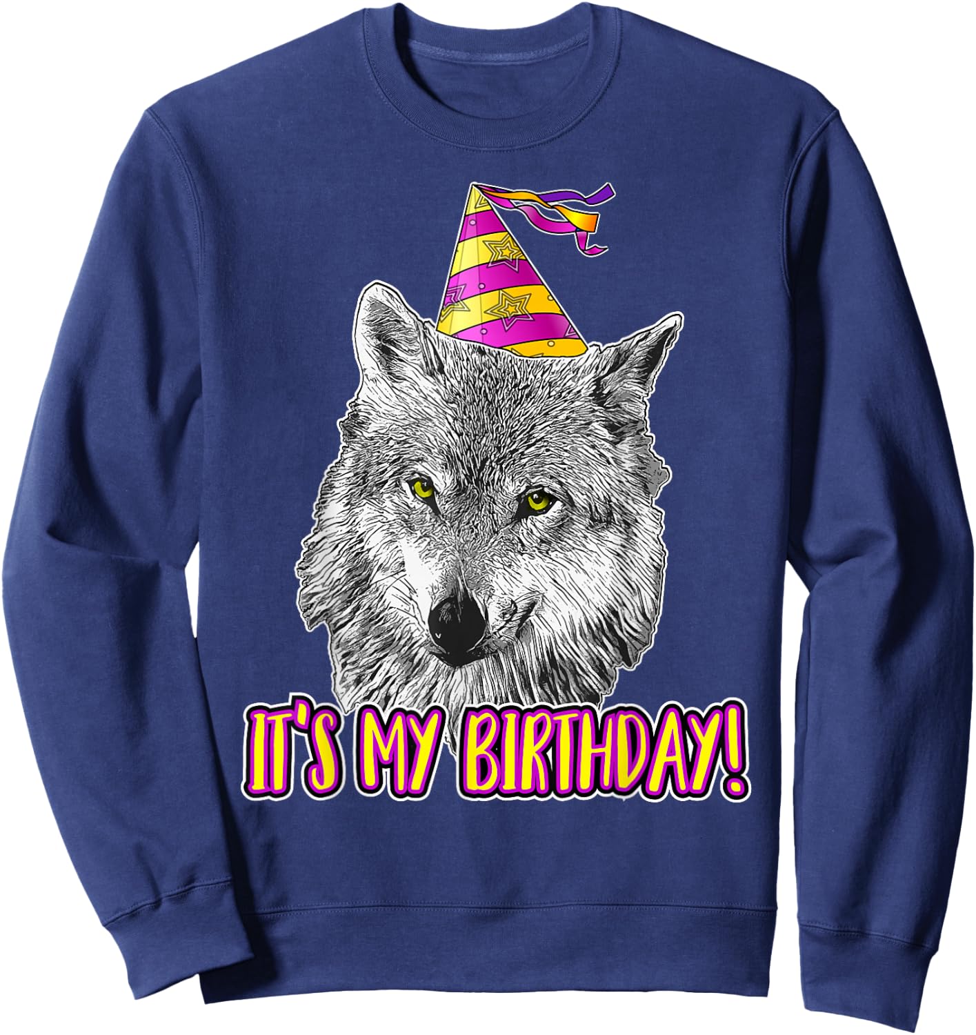 Wolf Birthday Themed Party Wolves Theme Girl Wolf Lover Sweatshirt - Sweatshirt | Navy