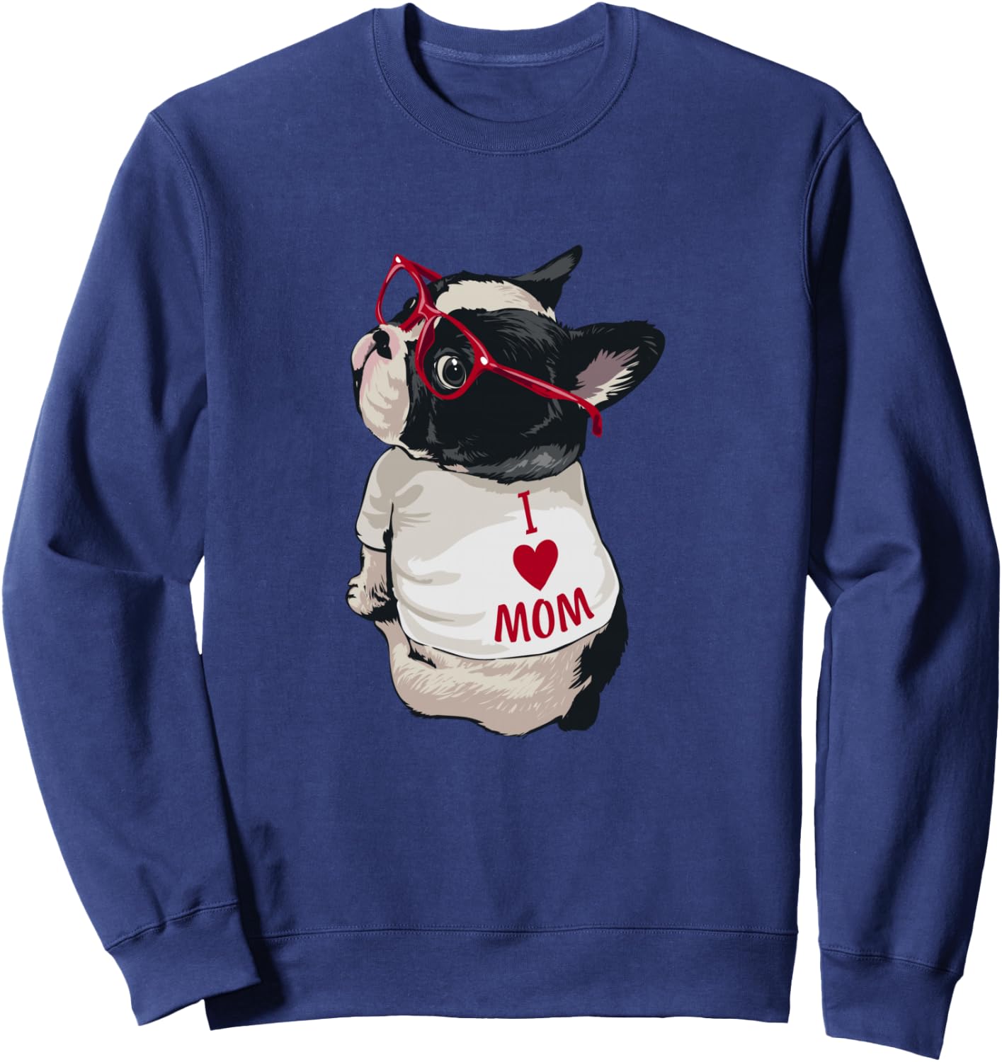 Girls I heart Mom Love Mama Boston Terrier Dog Lover Sweatshirt - Sweatshirt | Navy