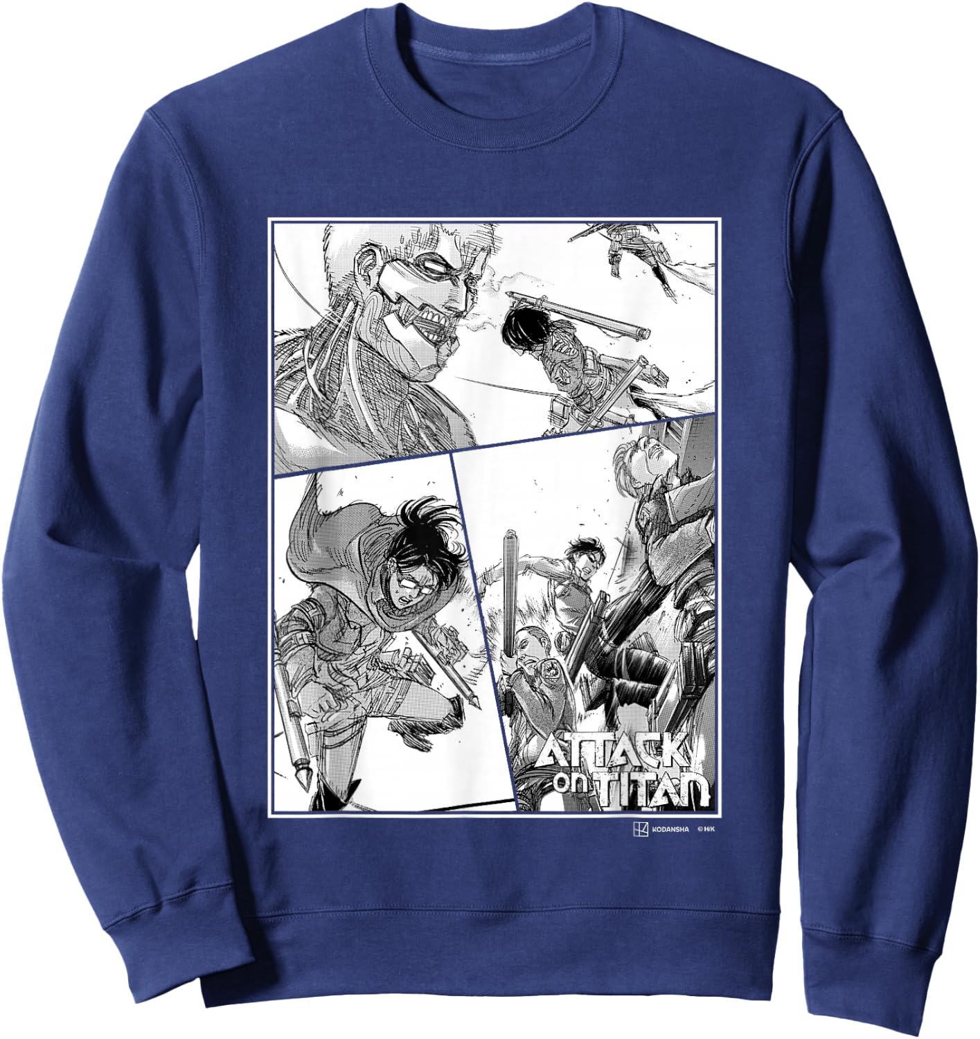 Attack on Titan Survey Corps VS Armored Titan Manga Panels Sweatshirt - Sweatshirt | Navy