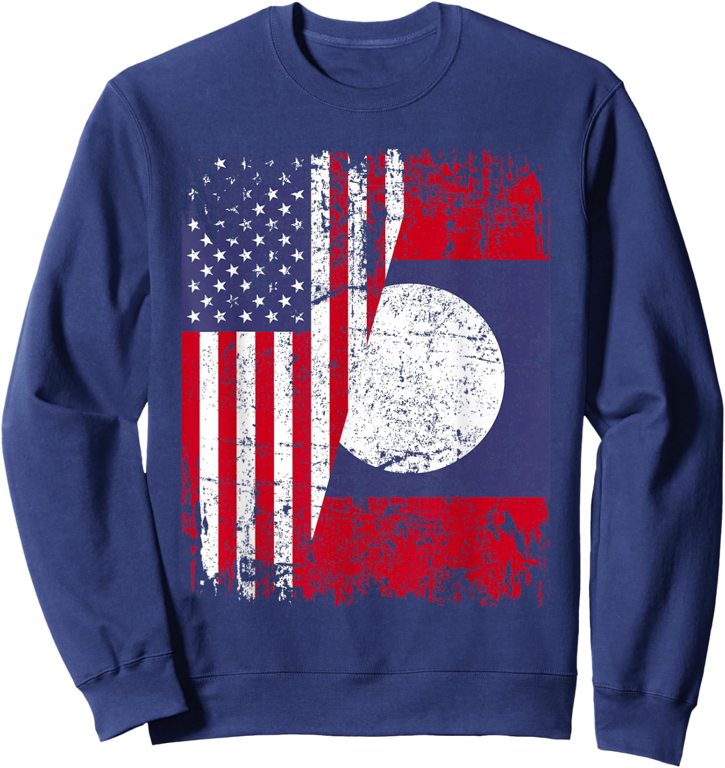 LAOTIAN ROOTS | Half American Flag | USA LAOS FLAG Sweatshirt - Sweatshirt | Navy