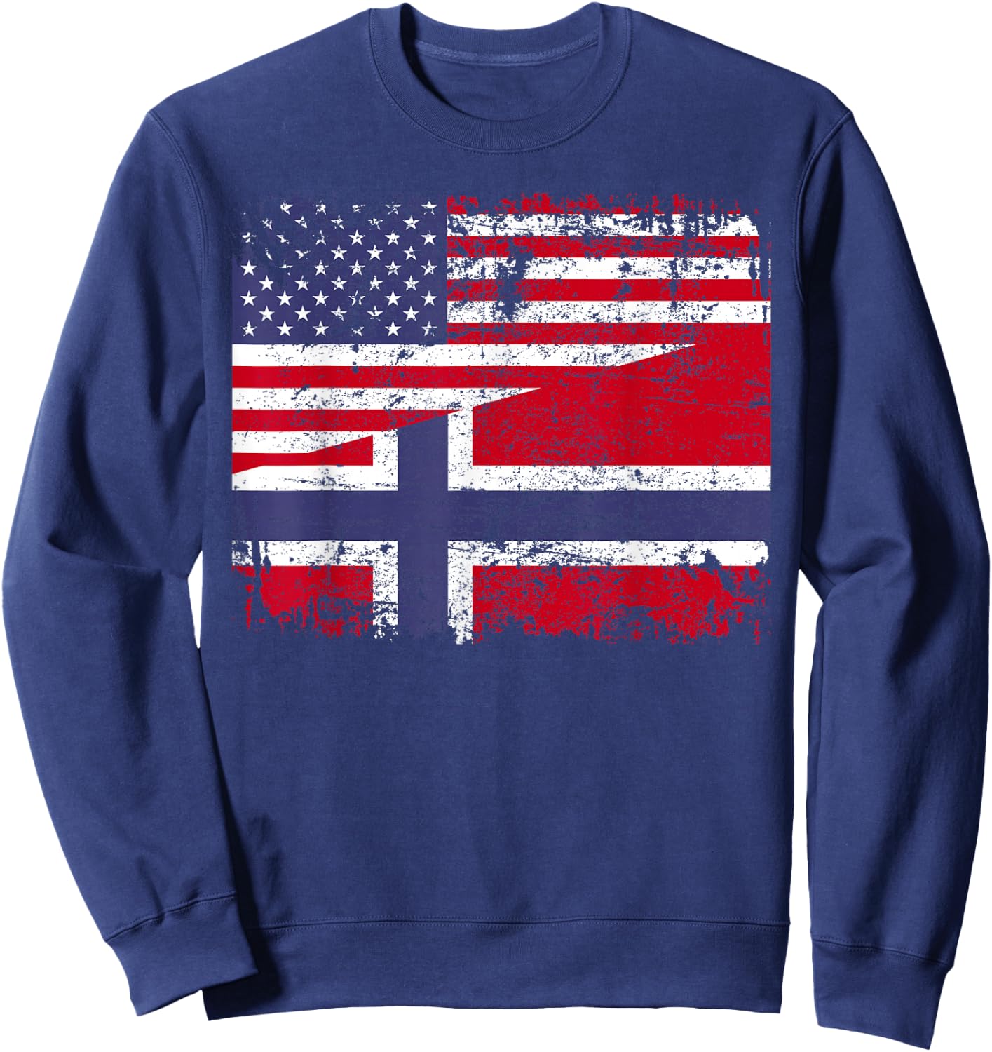 NORWEGIAN ROOTS | Half American Flag | USA NORWAY FLAG Sweatshirt - Sweatshirt | Navy