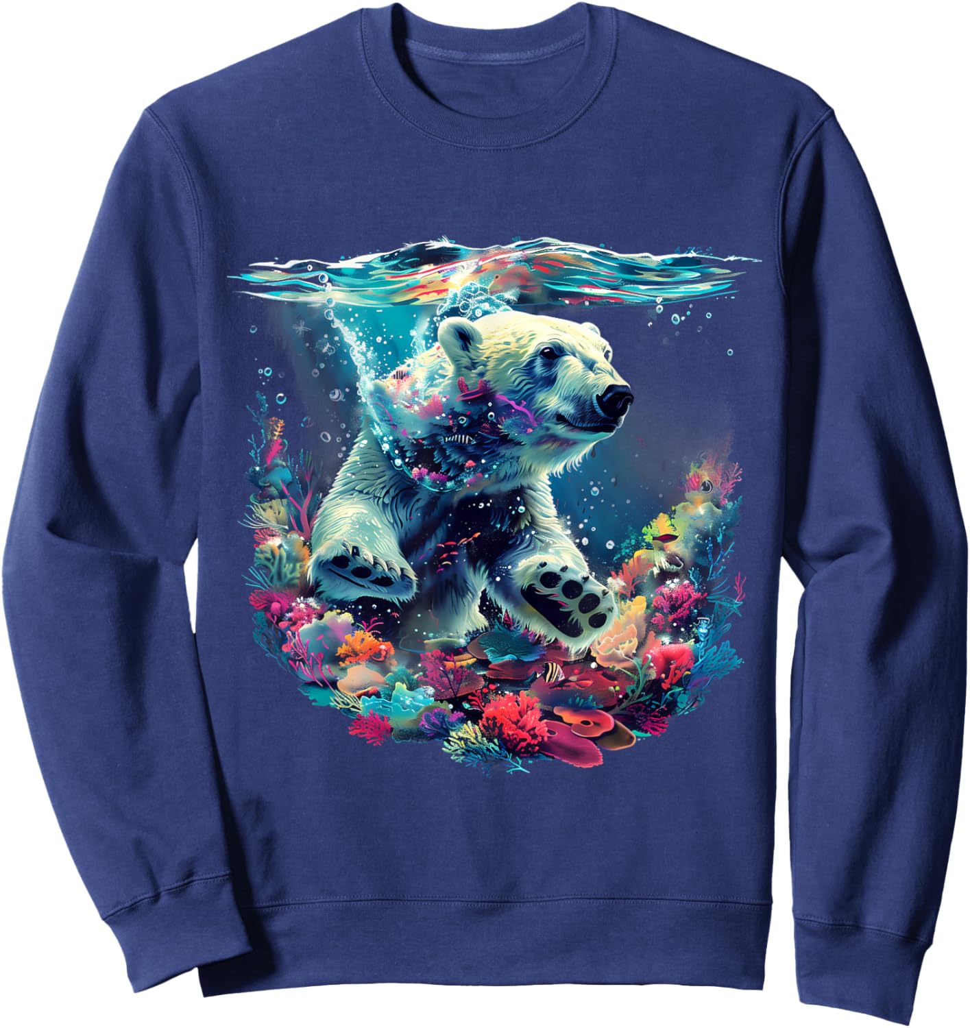 Polar Bear Sea Ocean Polar Bear Marine Mammal Artwork Motif Sweatshirt - Sweatshirt | Navy