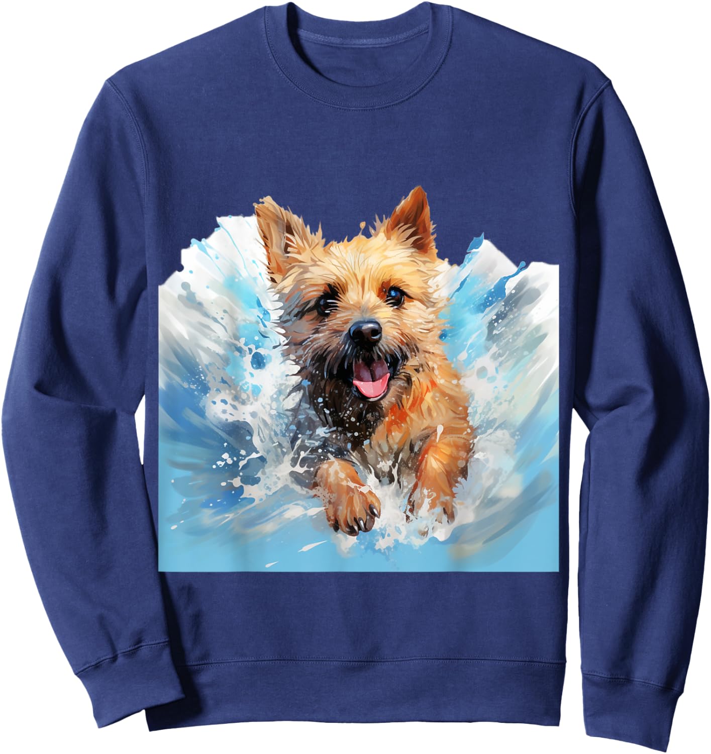 Splash Art Norwich Terrier - Norwich Terrier Splash Art Sweatshirt - Sweatshirt | Navy