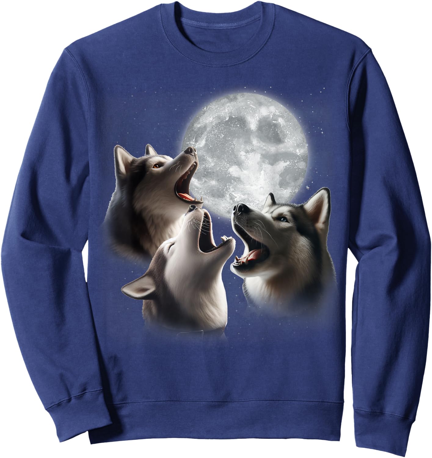 3 Husky Howling At The Moon Funny Siberian Husky Dog Lover Sweatshirt - Sweatshirt | Navy