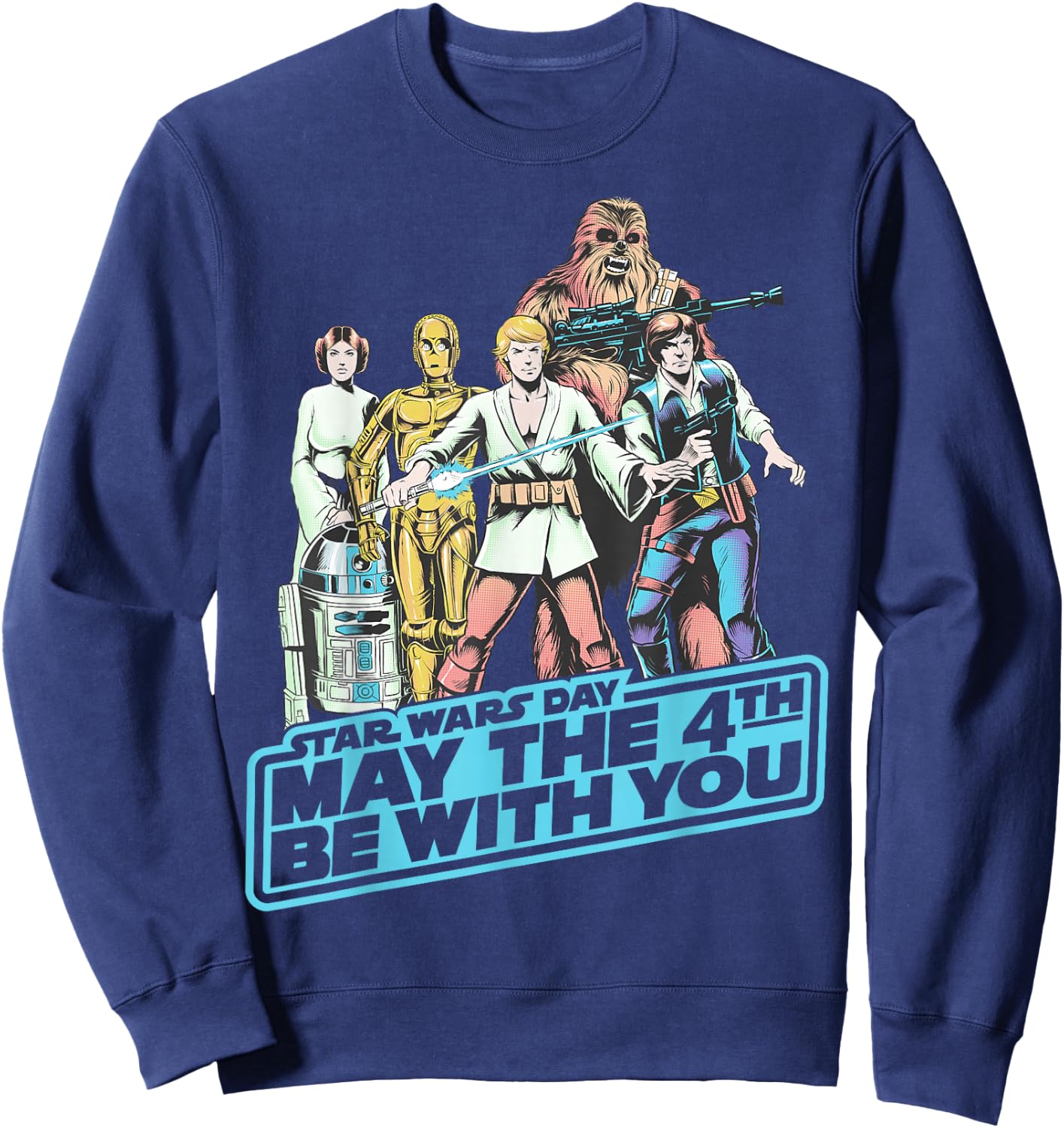 Star Wars May The Fourth Group Shot Retro Poster Sweatshirt - Sweatshirt | Navy