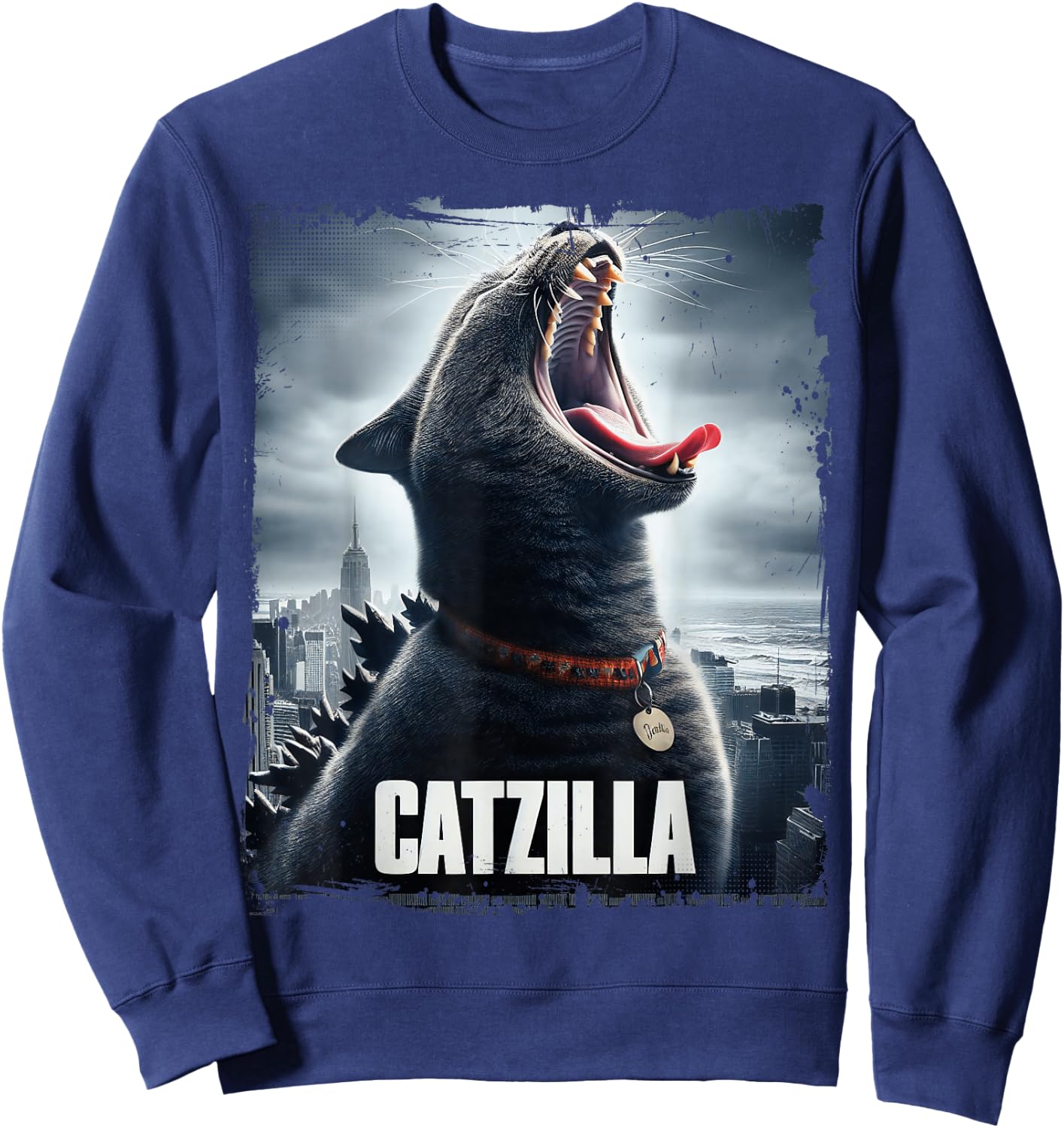 Catzilla Funny Cat Lover Kitten Kitty Parody funny gifts Sweatshirt - Sweatshirt | Navy