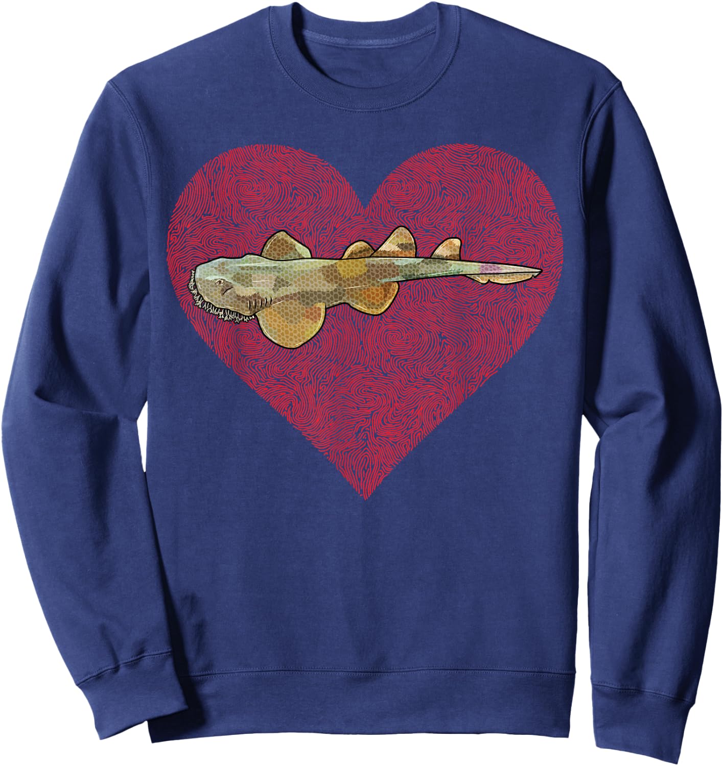 Tasselled Wobbegong Valentines Day Shark Love Fingerprint Sweatshirt - Sweatshirt | Navy