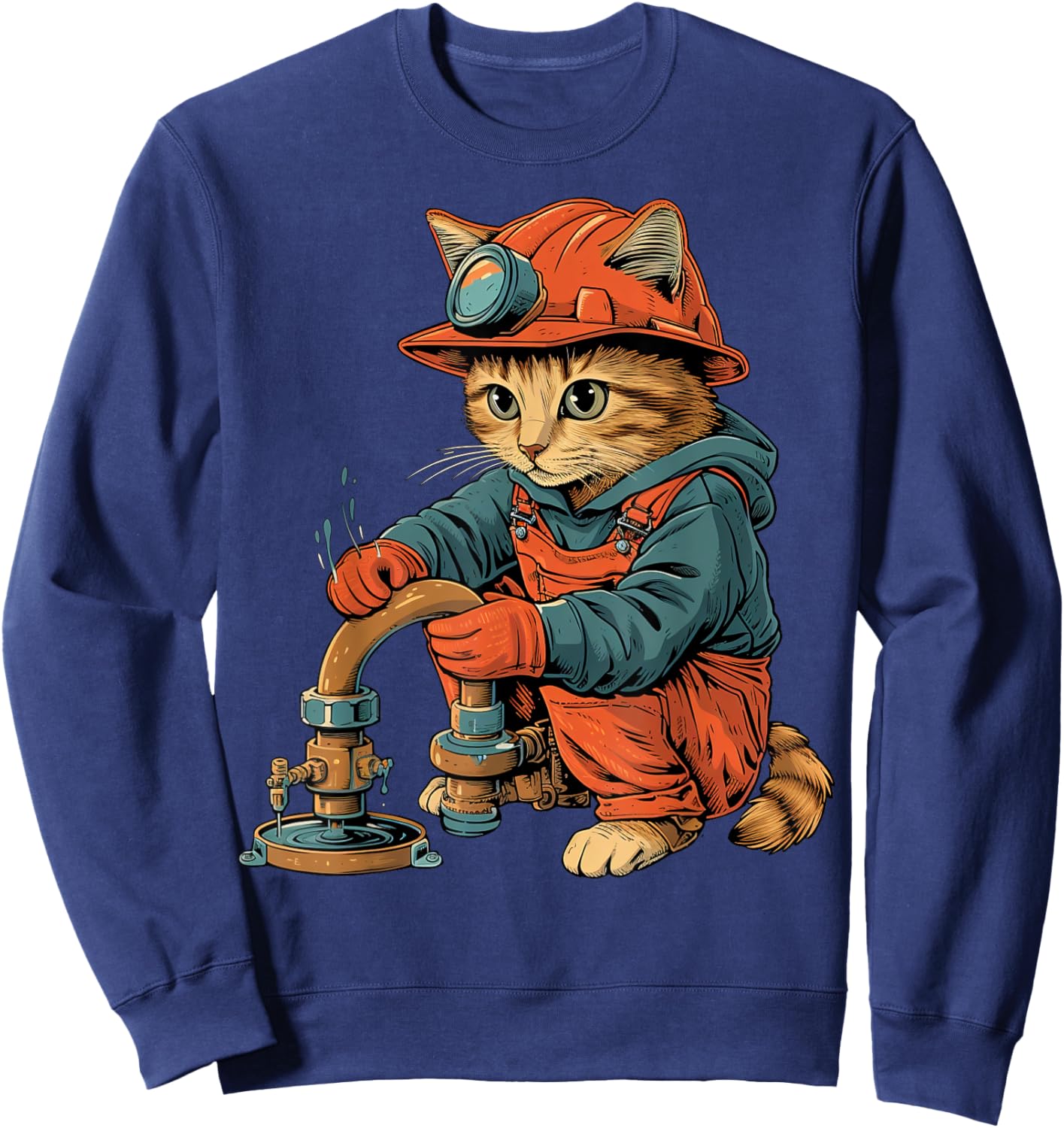 Funny Cat Plumber Women Sweatshirt - Sweatshirt | Navy