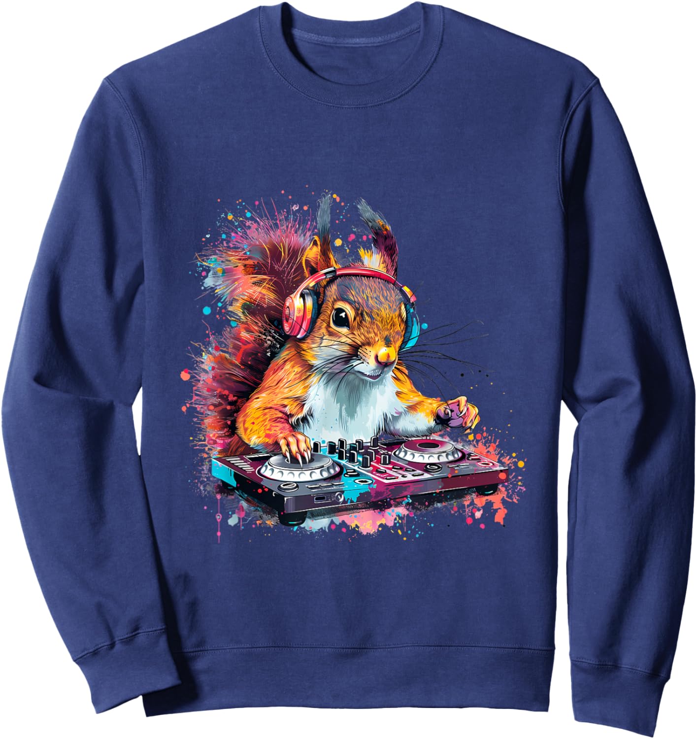 Squirrel Music DJ EDM Techno Turntable DJ Squirrel Beatmaker Sweatshirt - Sweatshirt | Navy