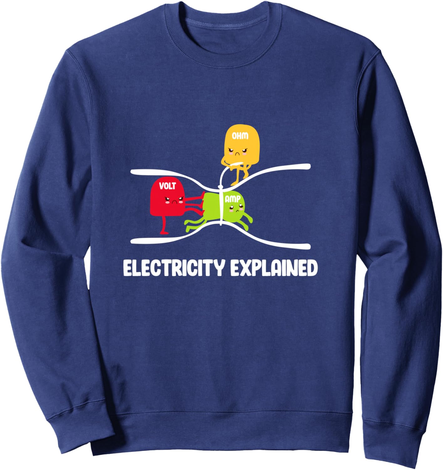 Electricity Explained Volt Ohm Amp Funny Electrician Sweatshirt - Sweatshirt | Navy