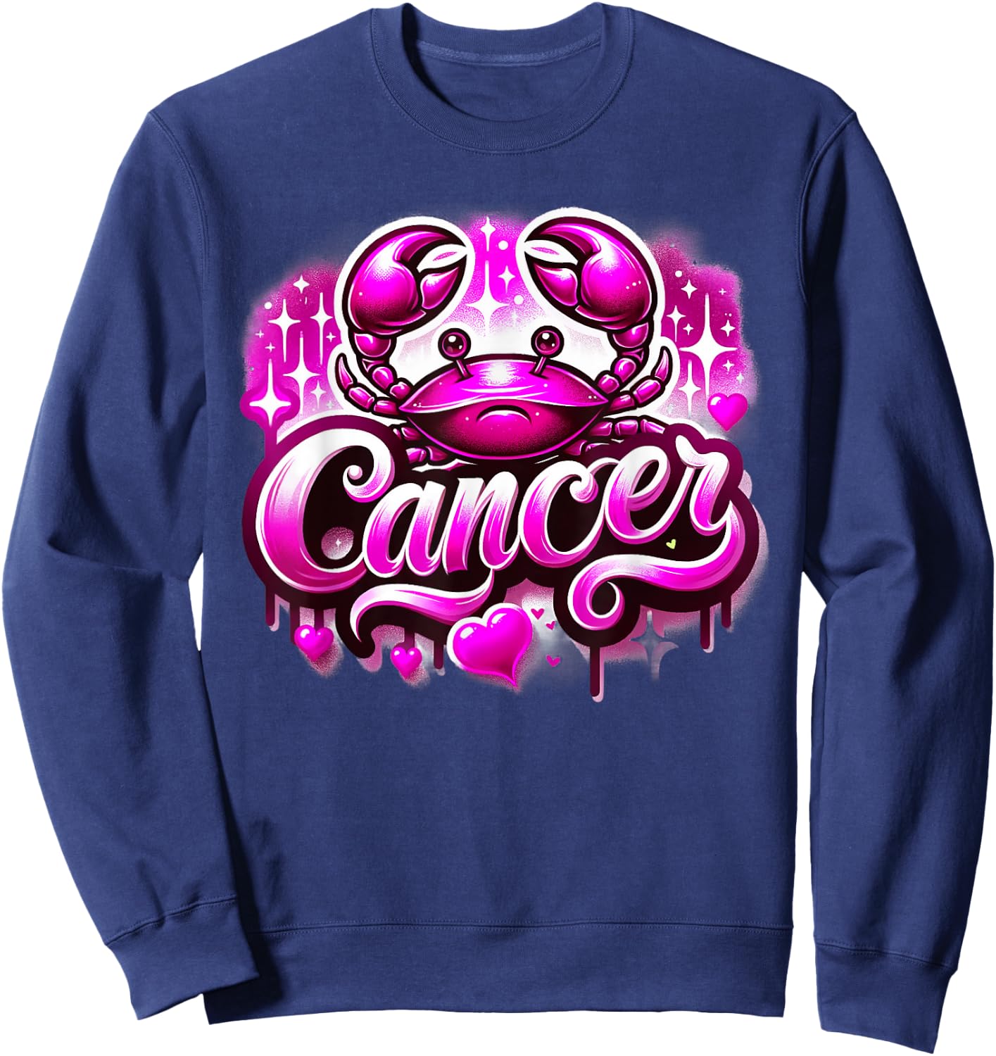 Pink Cancer Zodiac Star Sign Sweatshirt - Sweatshirt | Navy