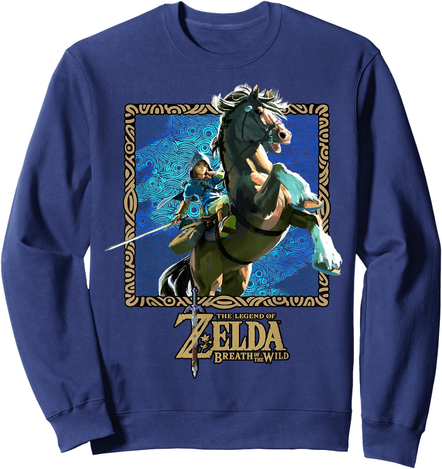 The Legend of Zelda Breath of The Wild Patterned Poster Sweatshirt - Sweatshirt | Navy