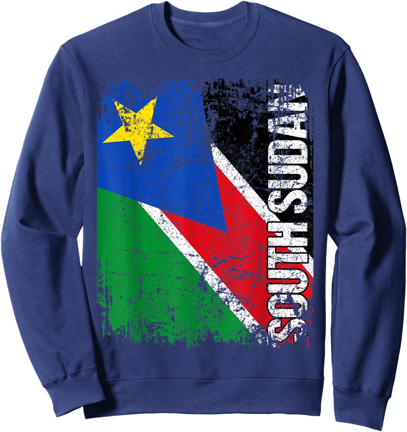 SOUTH SUDAN Flag Vintage Distressed SOUTH SUDAN Sweatshirt - Sweatshirt | Navy