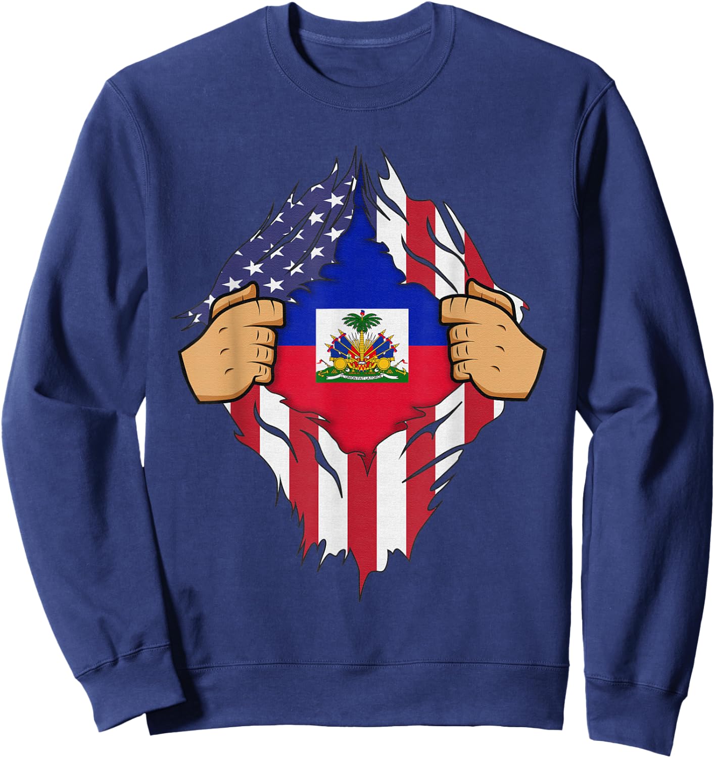 HAITIAN FLAG HAITI Men Women Kids Gift Sweatshirt - Sweatshirt | Navy