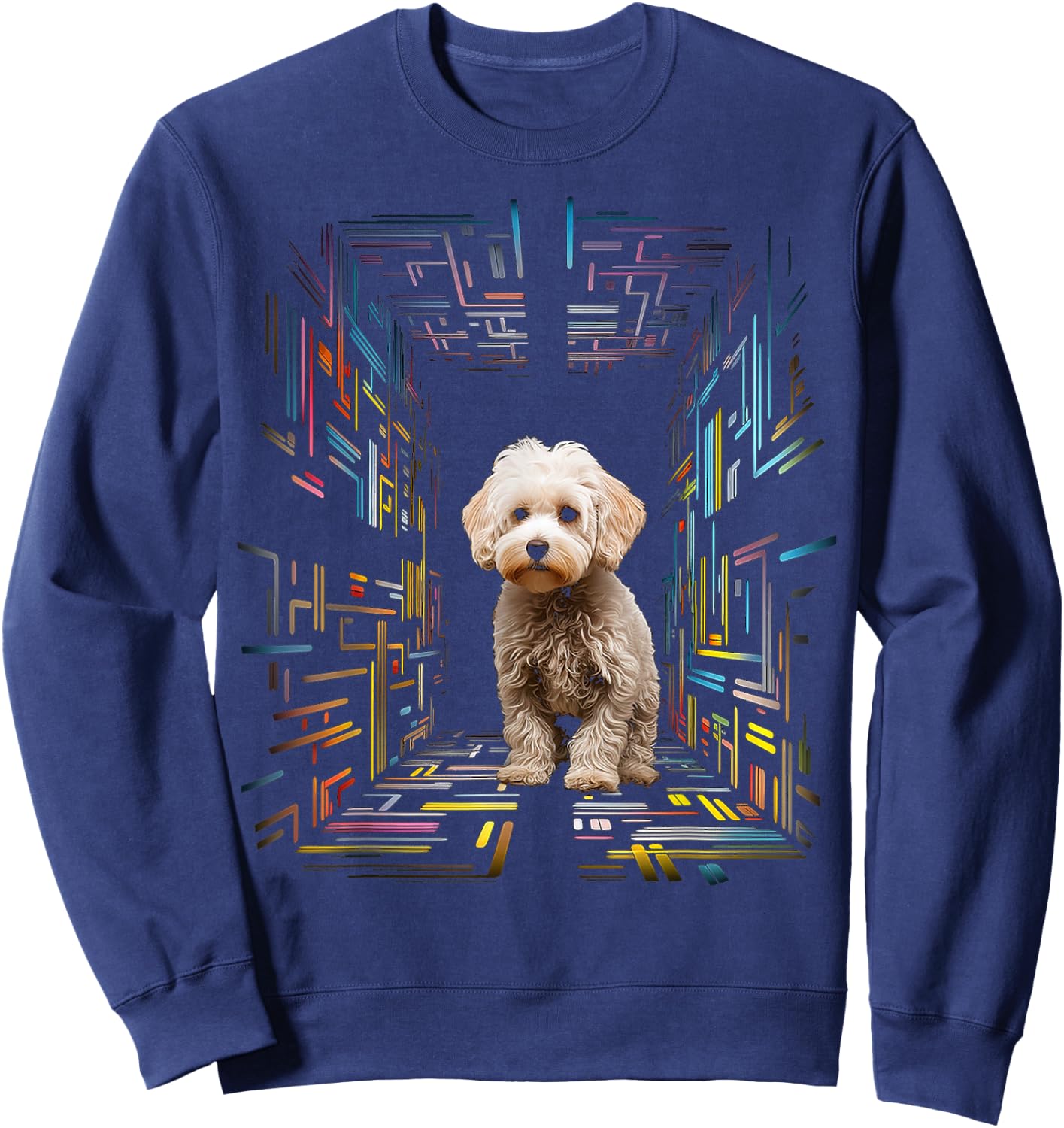 Poodle Dog Colorful Mandala Animal Pet Art Graphic Poodle Sweatshirt - Sweatshirt | Navy