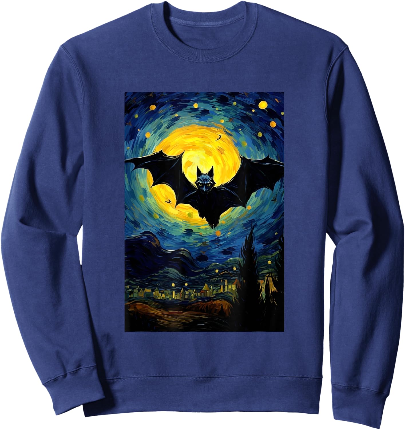 Bat Moon Costume Halloween - Van Gogh Style - Starry Night Sweatshirt - Sweatshirt | Navy