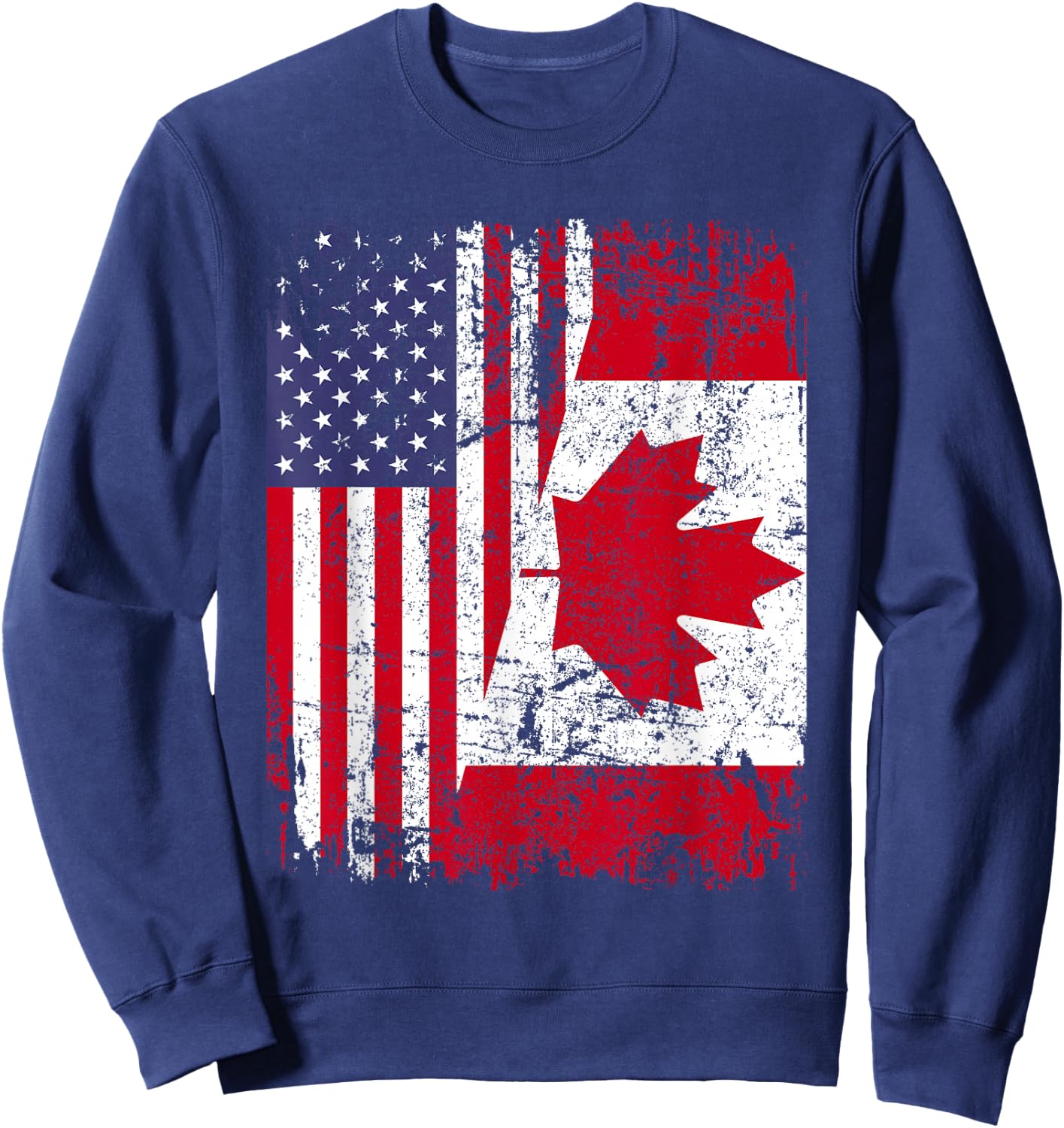 Canadian Roots | Half American Flag | Canada Sweatshirt - Sweatshirt | Navy
