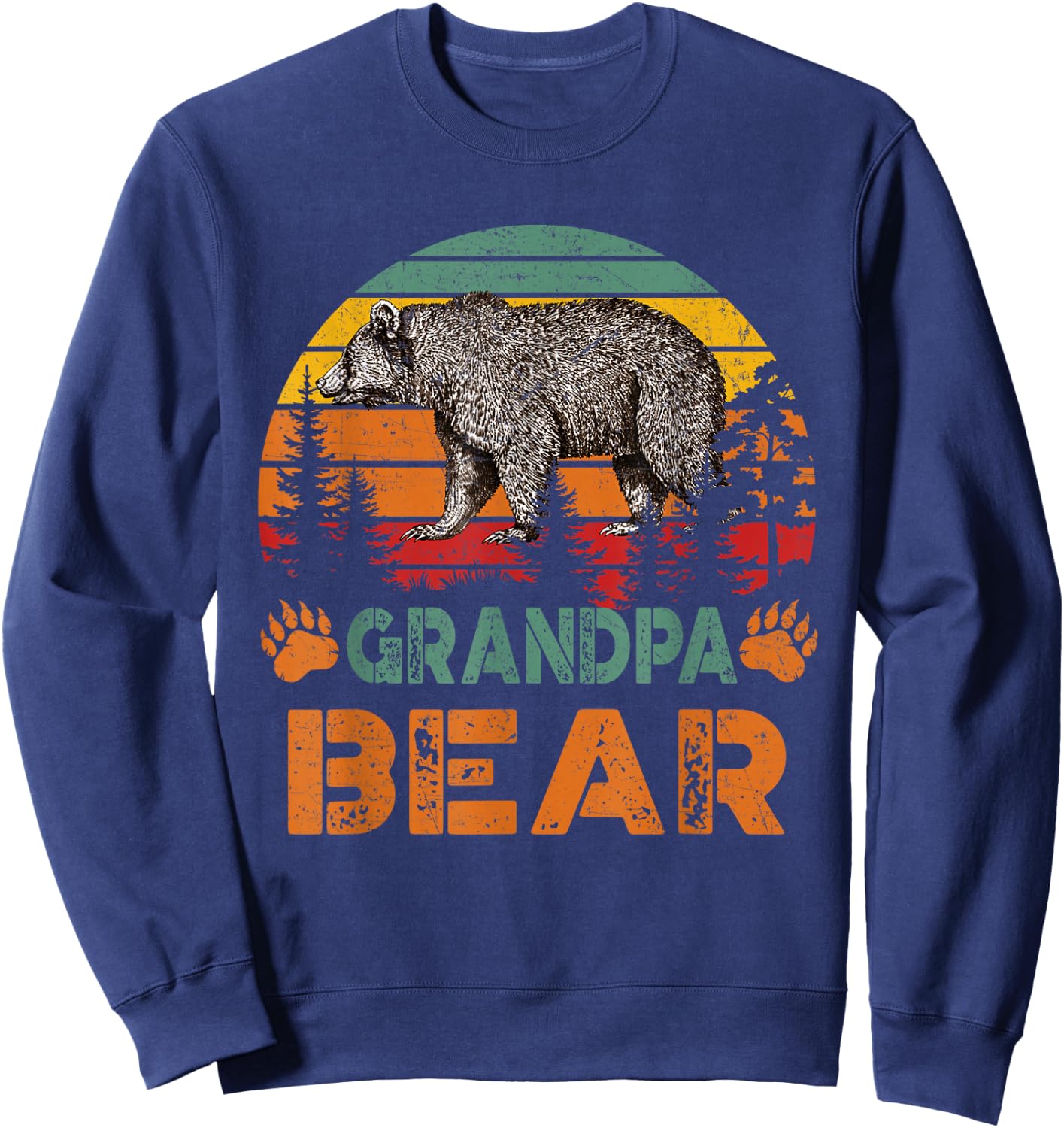 Vintage Grandpa Bear Funny Fathers Day Sweatshirt - Sweatshirt | Navy