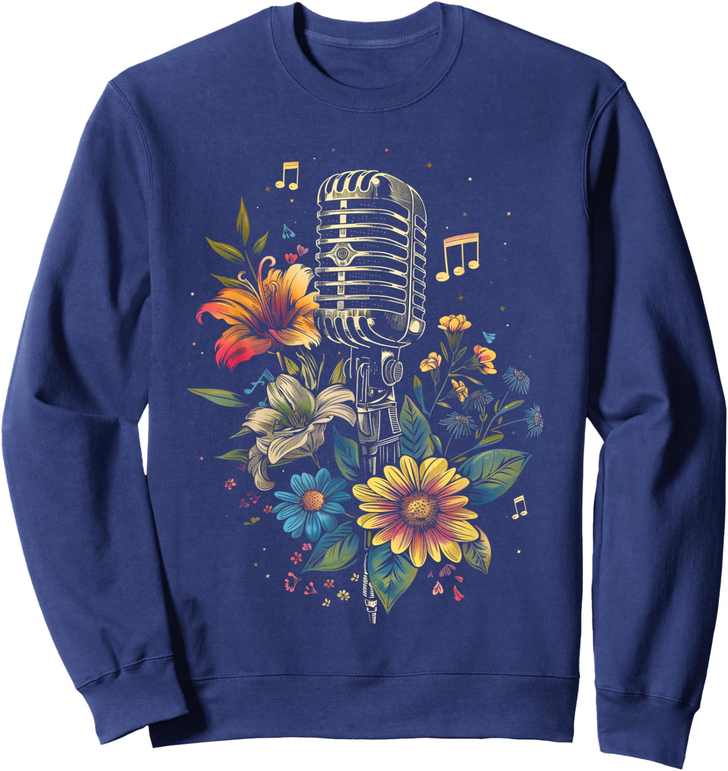 Singer Vintage Microphone Karaoke Vocalist Music Musician Sweatshirt - Sweatshirt | Navy