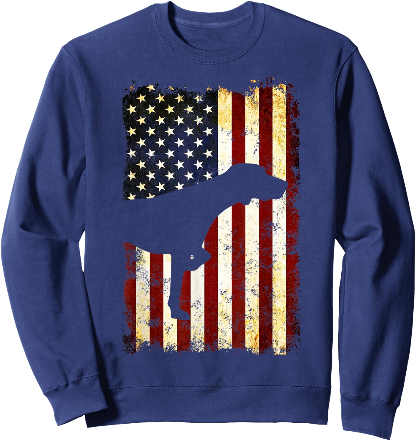 German Shorthaired Pointer Silhouette American Flag Sweatshirt - Sweatshirt | Navy