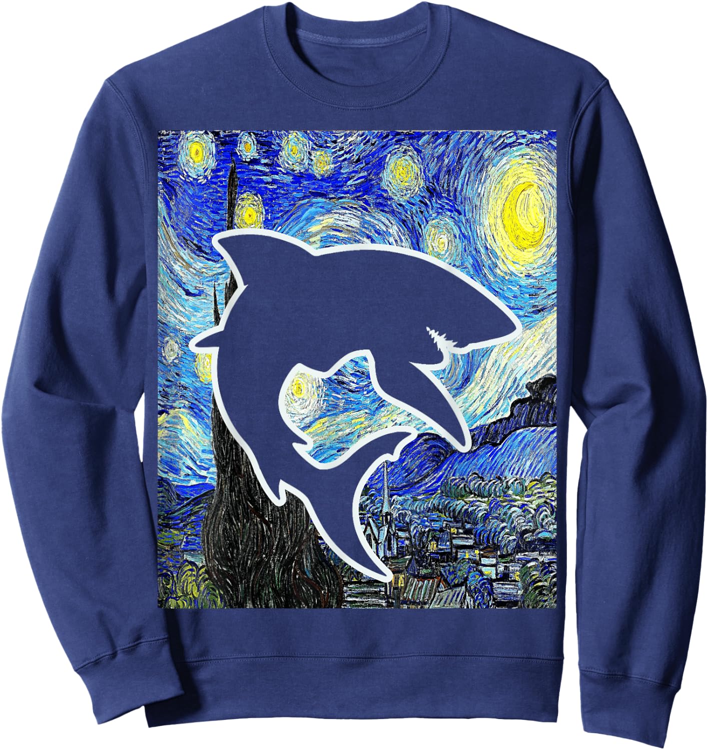 Shark Starry Night Shark Lover Selachimorphaphile Sweatshirt - Sweatshirt | Navy