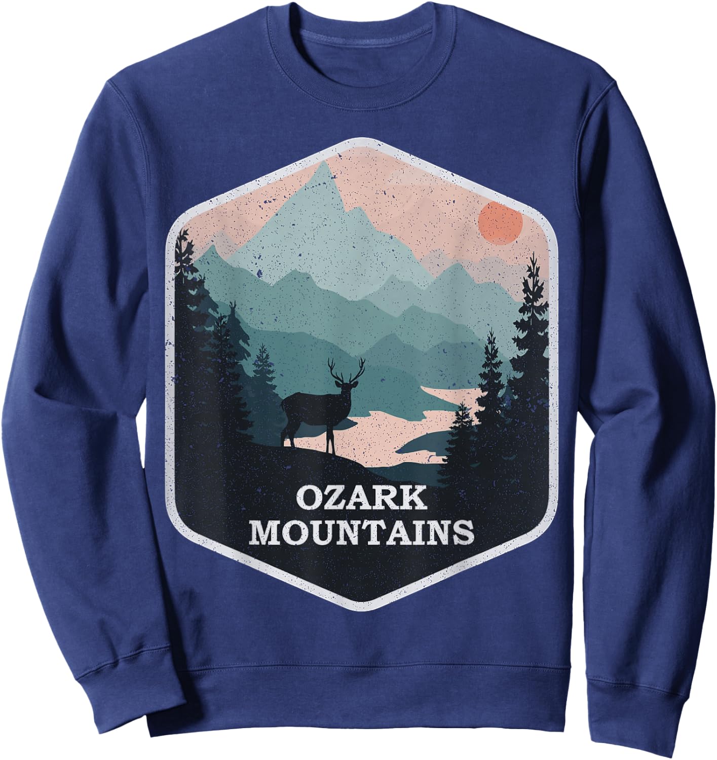 Ozark Mountains Vintage Arkansas AR Hiking Mountains Nature Sweatshirt - Sweatshirt | Navy