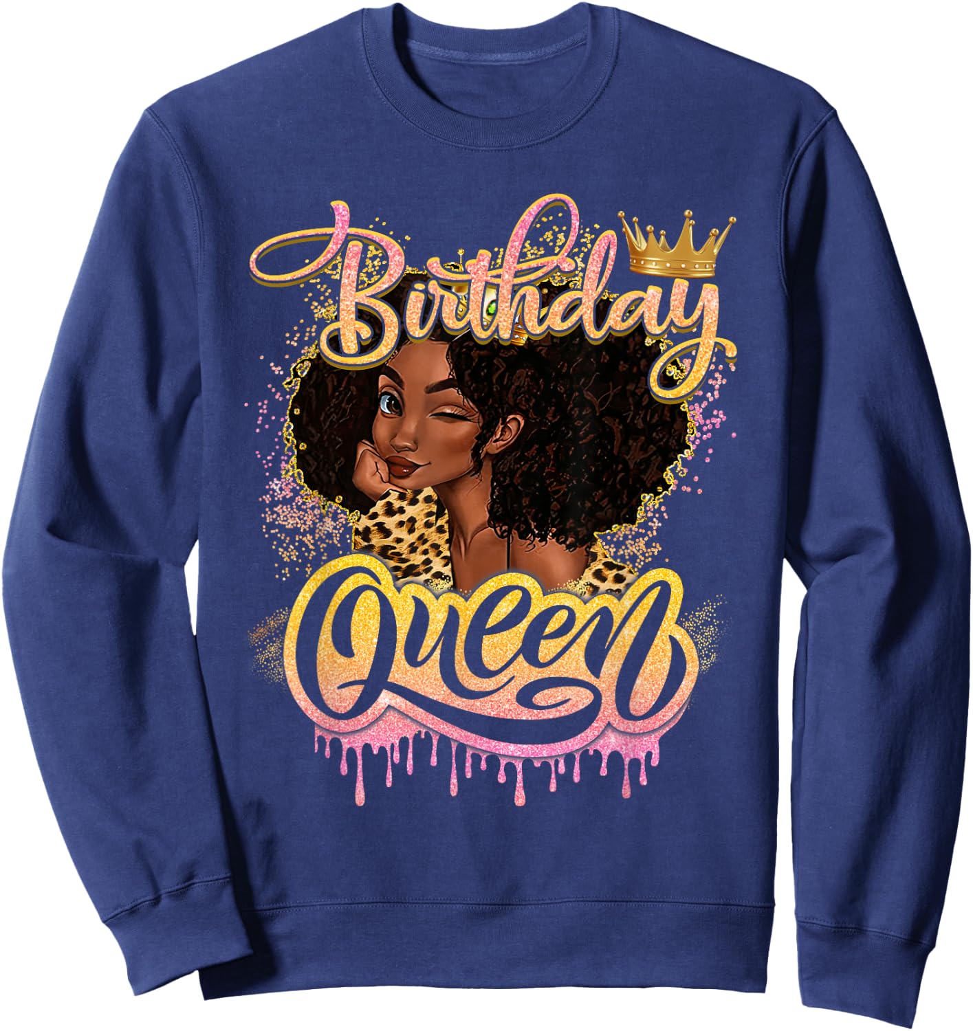 Melanin Birthday African American Afro Girls Women Sweatshirt - Sweatshirt | Navy