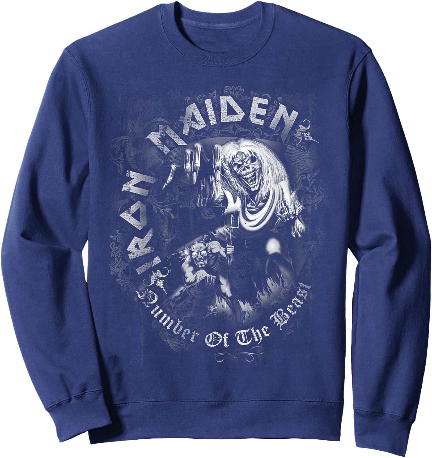 Iron Maiden - Number of the Beast Greyscale Sweatshirt - Sweatshirt | Navy