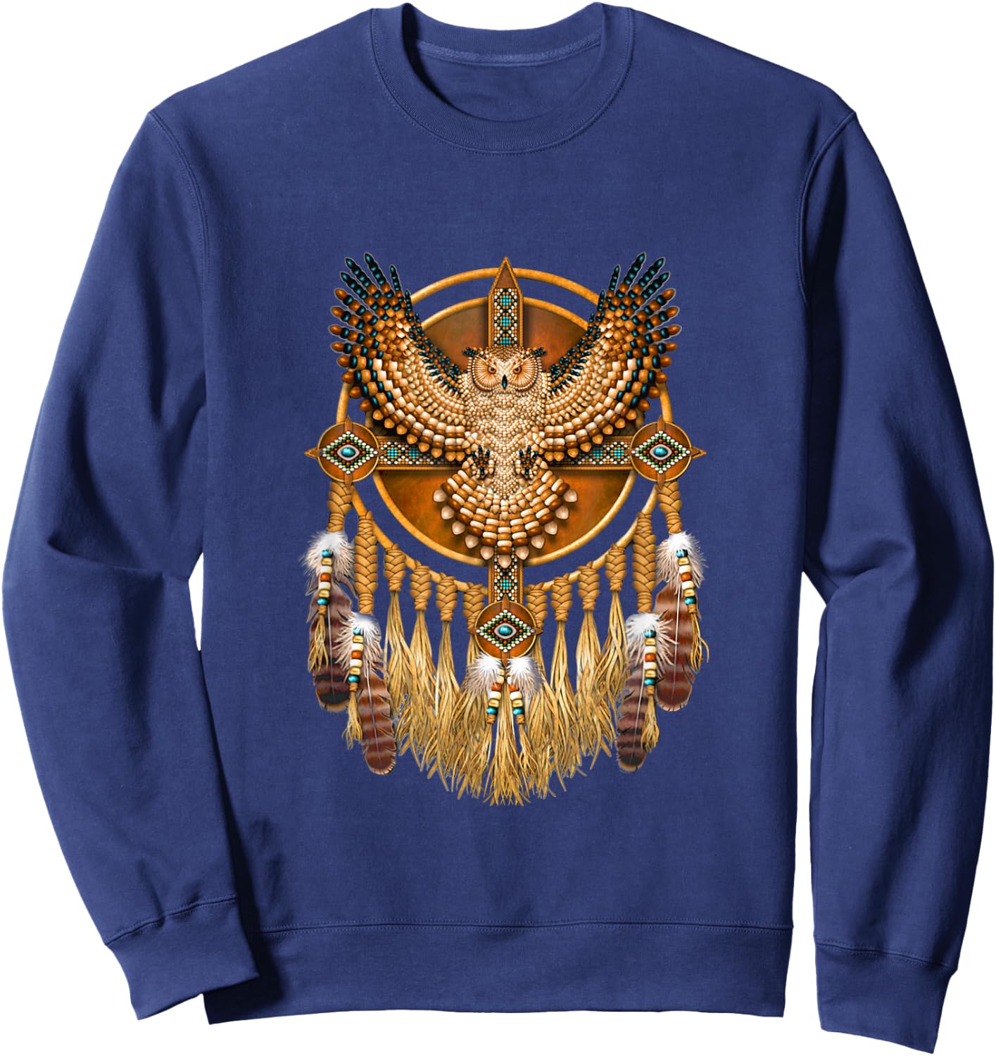 Native American Tribal Art Owl, Mystic owl Sweatshirt - Sweatshirt | Navy