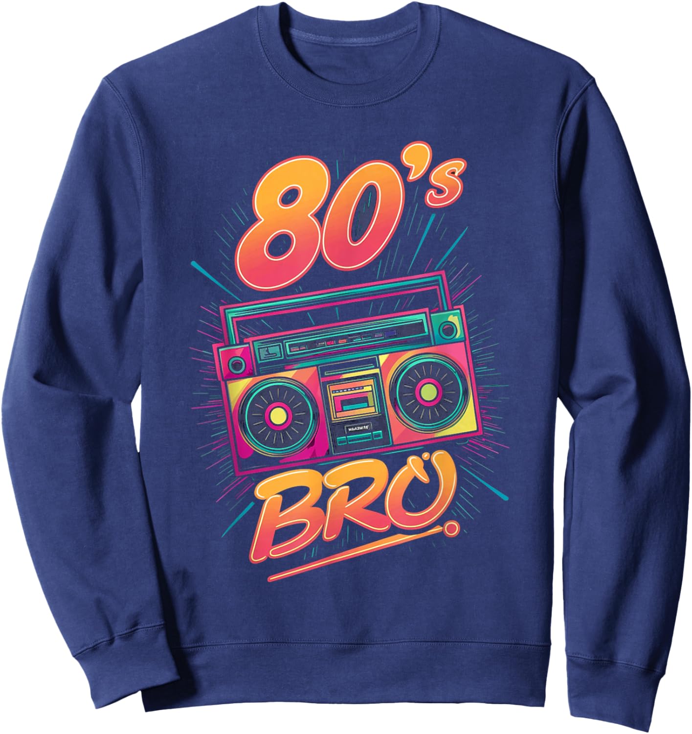 Retro 80s Bro Vintage Cassette Boom Box Sweatshirt - Sweatshirt | Navy