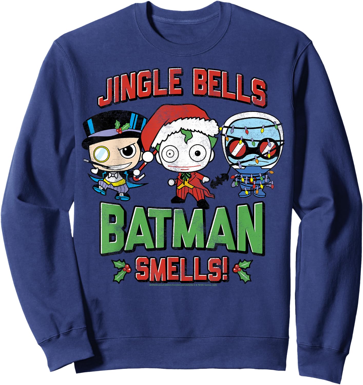 DC Comics Christmas Villains Jingle Bells Batman Smells Sweatshirt - Sweatshirt | Navy